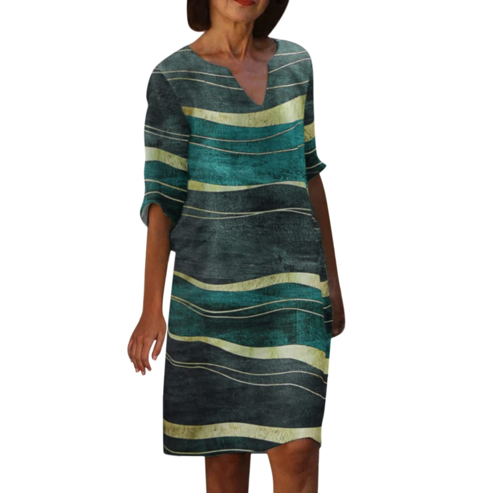 Elegant Hollow Out Women's Long Spring Dress - Half Sleeve Round Neck Cocktail Dress for Summer Parties & Outdoor Events