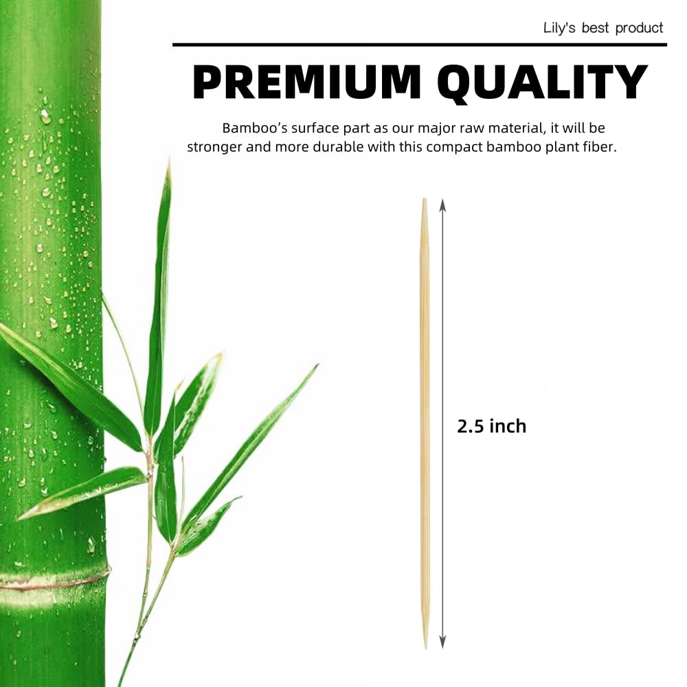 HOPELF 2400 Count Bamboo Toothpicks - Double-Pointed Wooden Skewers for Appetizers, BBQ, Fruits, Cocktails & Teeth Cleaning | Eco-Friendly Kitchen & Party Supplies for Home, Restaurants & Events
