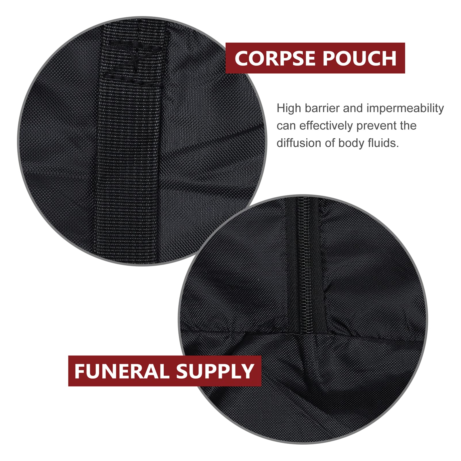 Baluue Heavy-Duty Black Windproof Cadaver Bag - Waterproof & Durable Body Storage for Funeral, Emergency, and Transport Use