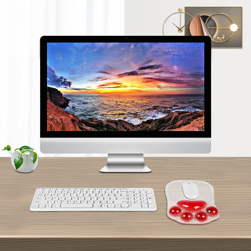 Cute Small Cat Claw Wrist Rest Mouse Pad - Silicone Gel Crystal Transparent Comfort Soft Ergonomic Desk Wrist Support - Anti-Slip Mouse Mat for Home Office Gaming (Perfect for Work, Study & PC Gaming Sessions)