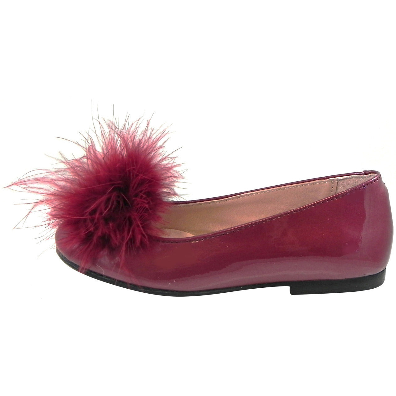 Chupetin 9325 Ruby Red Patent Leather Pom Pom Dress Flats - Stylish & Comfortable Women's Ballet Flats for Casual Wear, Office, and Parties