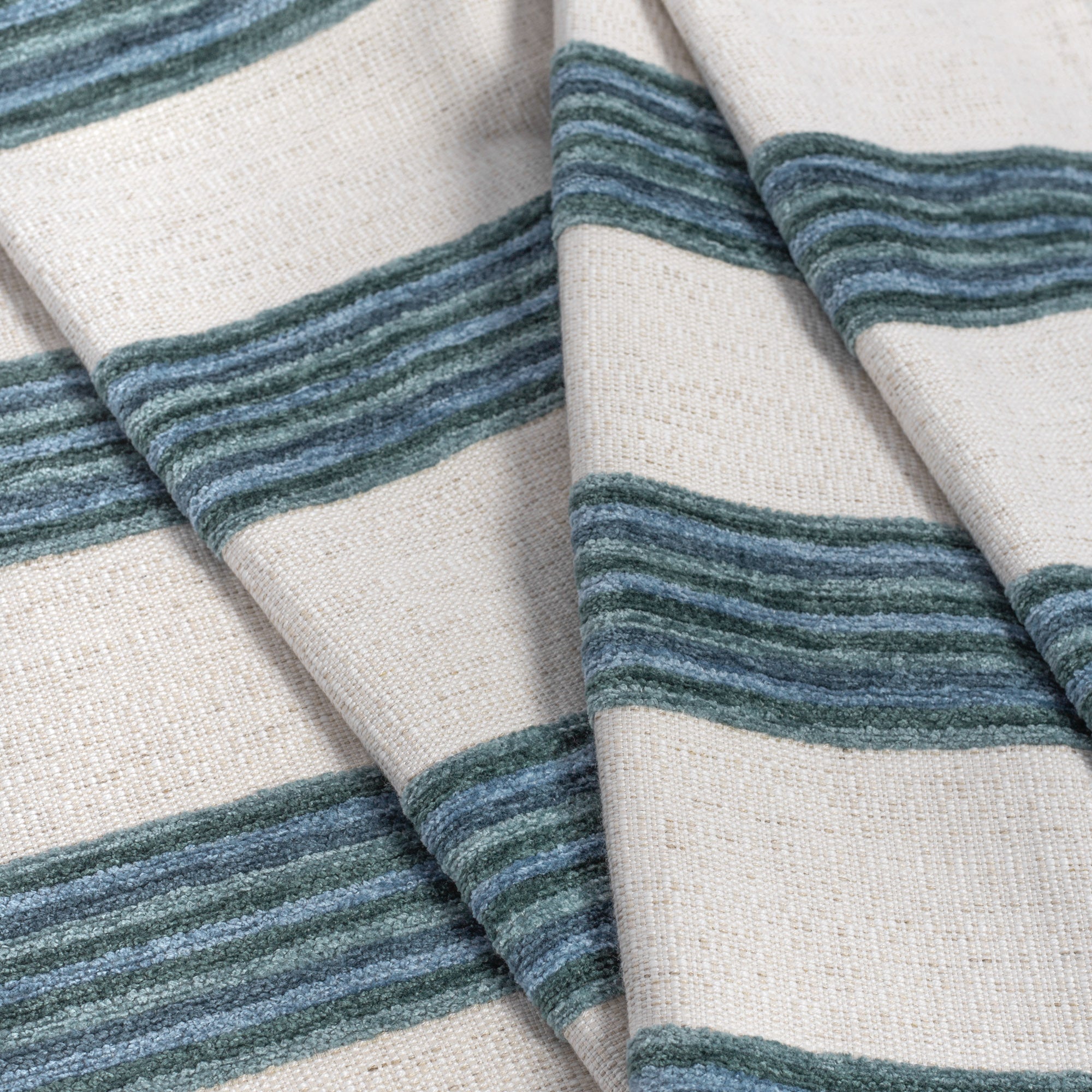 Satori Stripe Fabric - Coastal Blue & White Cotton Upholstery Material for DIY Home Decor, Curtains, Pillows & Beach House Style | Perfect for Coastal Living & Seaside Themed Interiors