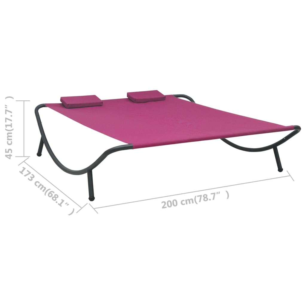 Pink Adjustable Reclining Patio Lounge Bed - Outdoor Fabric Sunbathing Chair for Garden, Beach, Pool & Lawn - Perfect for Relaxing, Tanning & Lounging in Backyard or Seaside