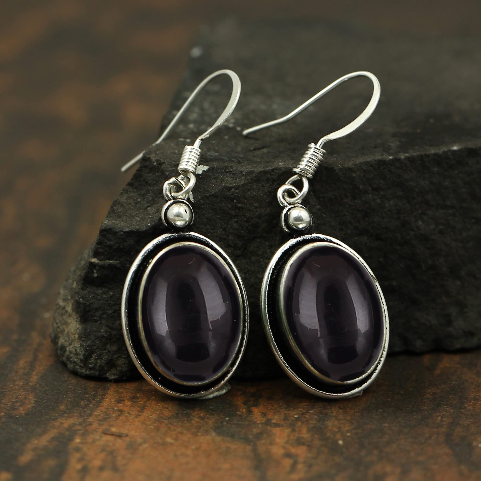 10.56Cts Oval Natural Gemstone Dangle Earrings for Women - Handmade Bohemian Jewelry, Perfect Gift for Mom, Wife, Birthday, Anniversary - Elegant for Parties, Weddings, Everyday Wear