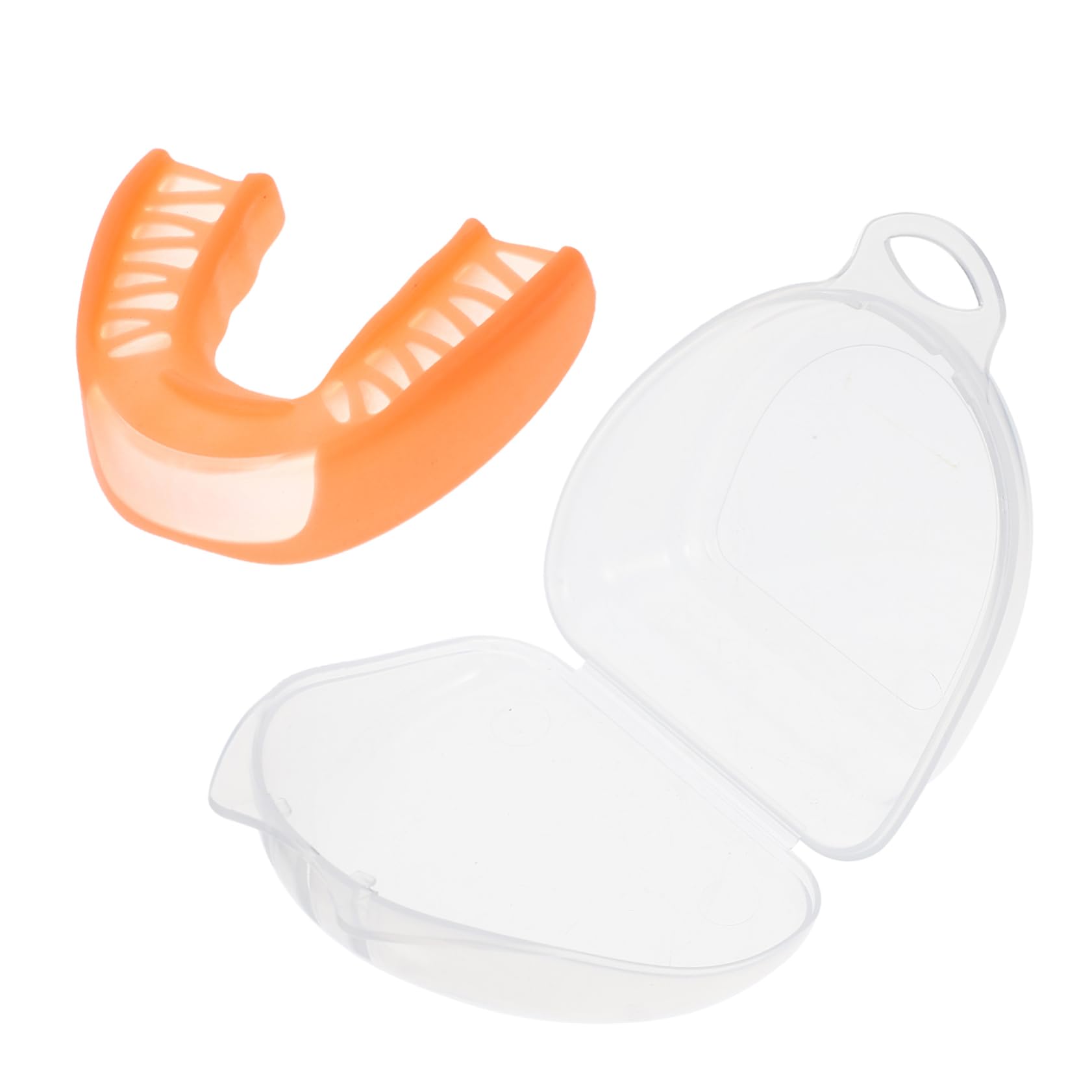 WOONEKY Sports Mouth Guard - Breathable Boxing & Football Mouthguard for Teeth Protection - Orange EVA Gum Shield for MMA, Rugby, Hockey (Ideal for Training & Competition)