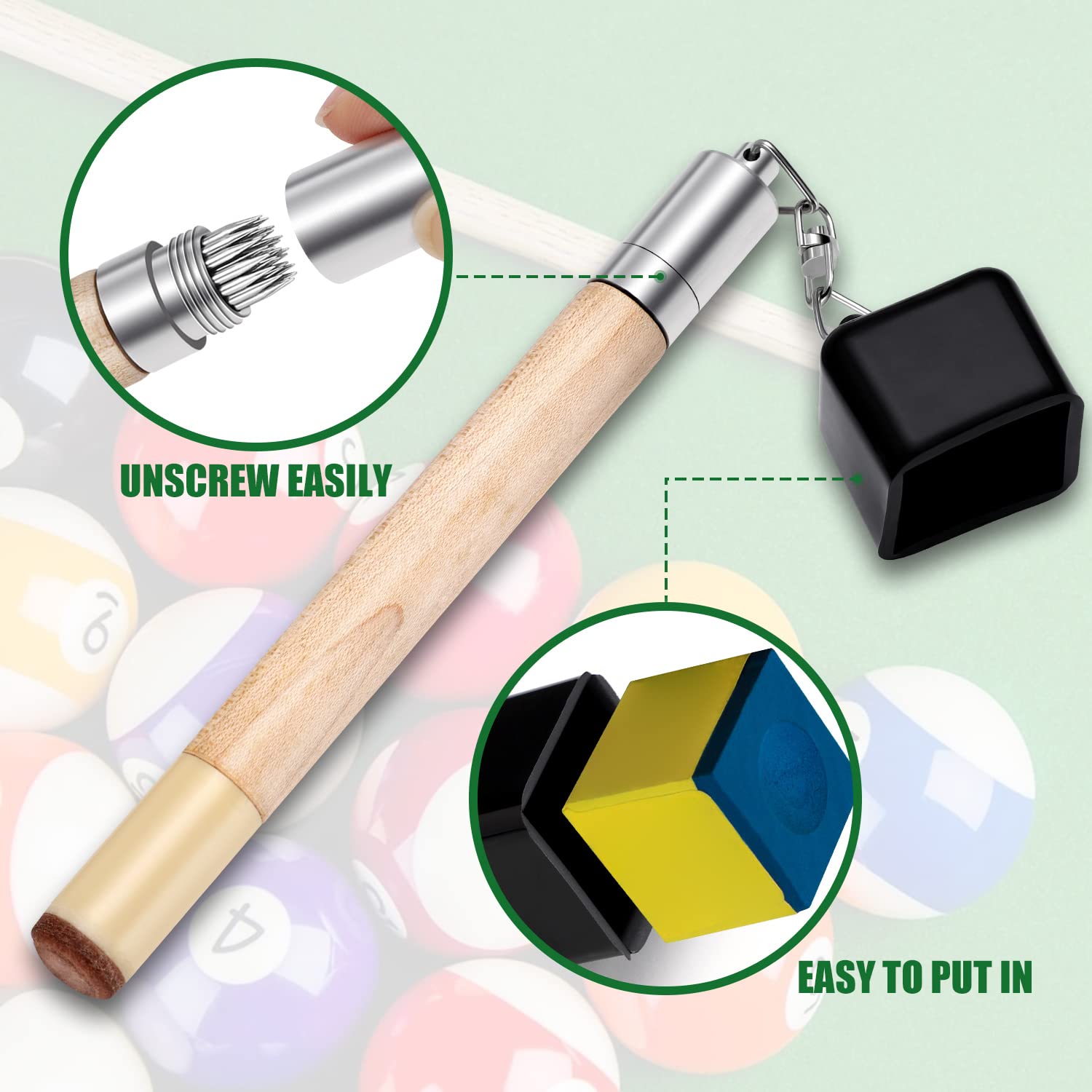 TOBWOLF 2-in-1 Billiard Chalk Holder & Cue Tip Pricker - Non-Slip Pool Table Accessories for Snooker, 8 Ball, 9 Ball - Perfect for Home Game Rooms, Bars & Professional Tournaments
