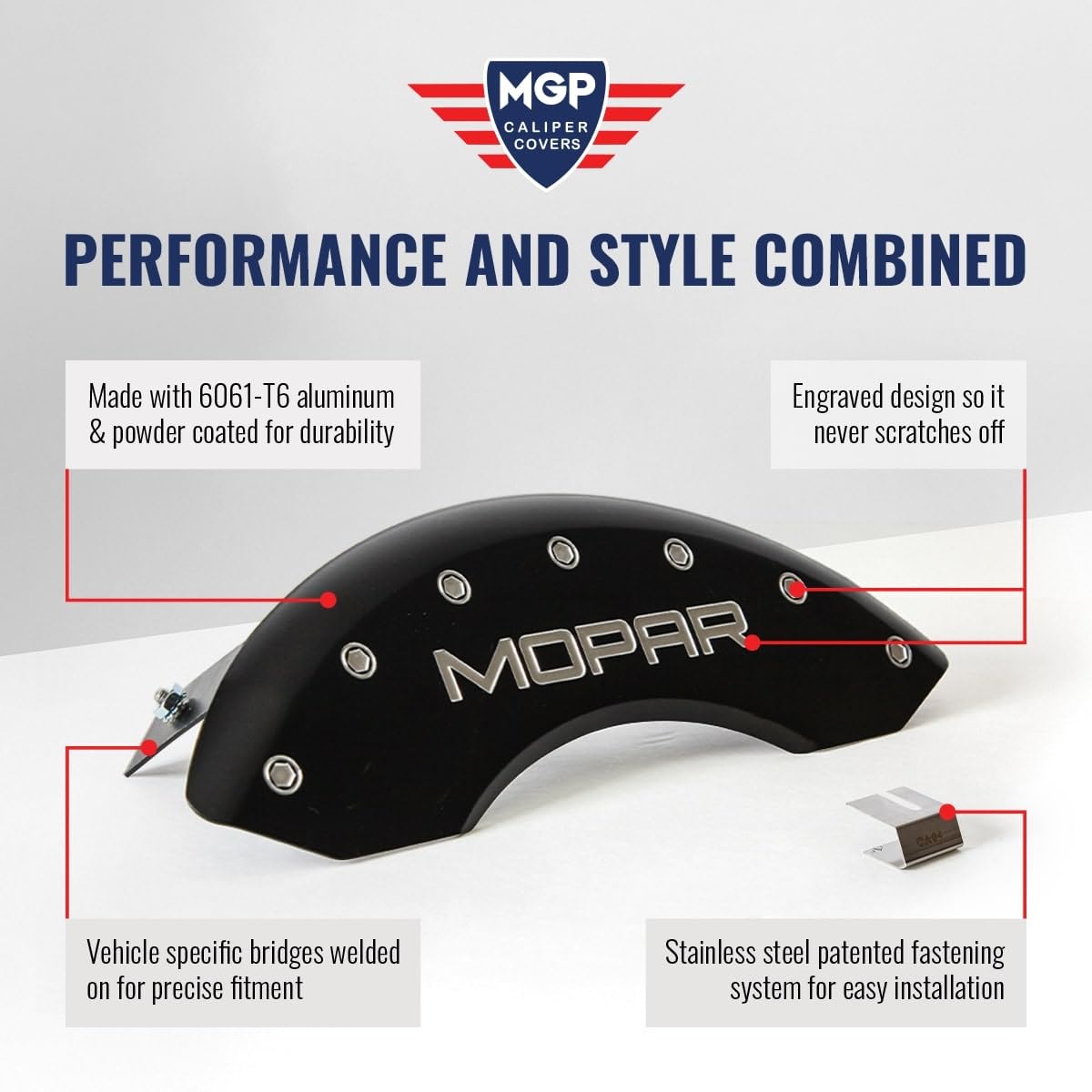 MGP Brake Caliper Covers for BMW Z4 2003-2005 - Black Finish with Engraved Silver MGP Logo - Front & Rear Set of 4 - High Performance Car Accessories for Enhanced Style & Protection - Perfect for Car Shows, Racing Events & Daily Driving