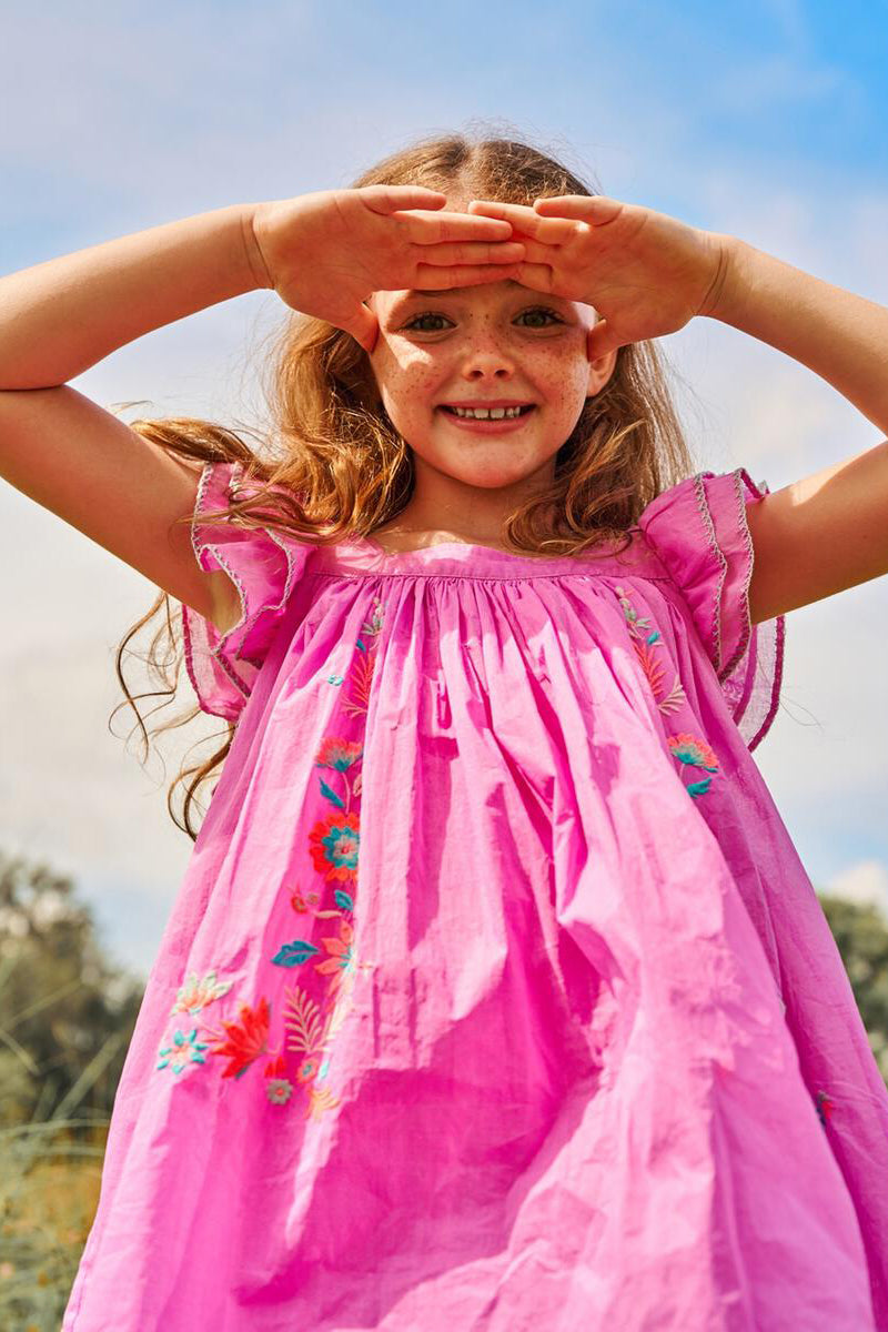 Nellystella Chloe Candy Grape Girls' Dress - Cute & Stylicious Floral Print Party Dress for Toddler Girls 1-5 Years | Perfect for Birthday Parties, Photo Shoots & Special Occasions
