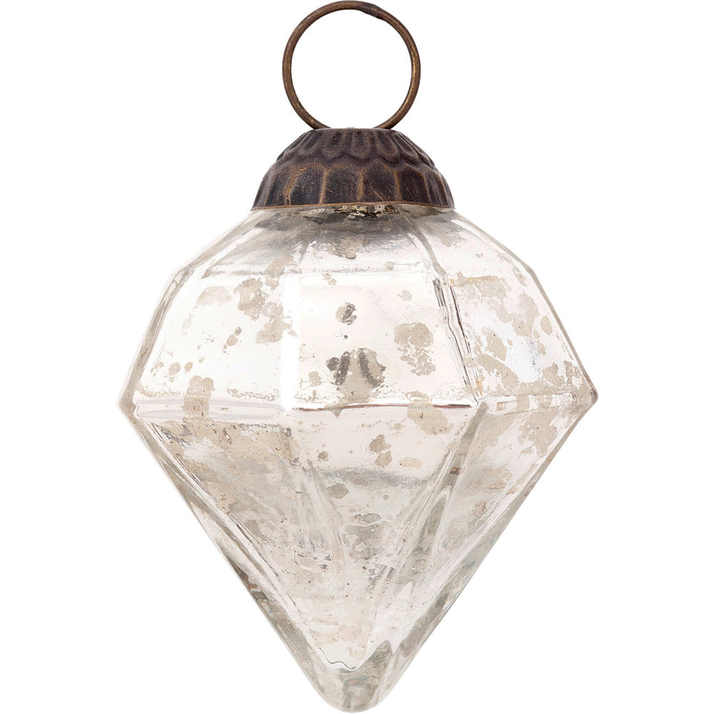 3 Pack Mercury Glass Small Ornaments - 3 Inch Silver Christmas Tree Decorations by Elizabeth Design - Perfect for Holiday Decor, Party Favors & Gift Giving