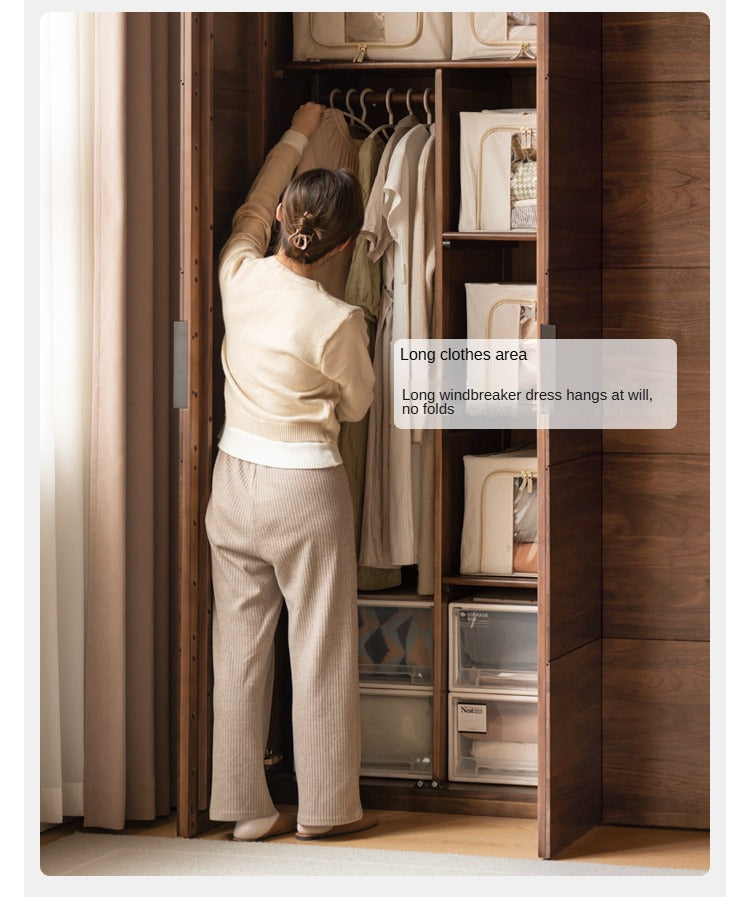 Premium Black Walnut Solid Wood Wardrobe & Storage Cabinet - Spacious Closet Organizer for Bedroom, Living Room, and Office
