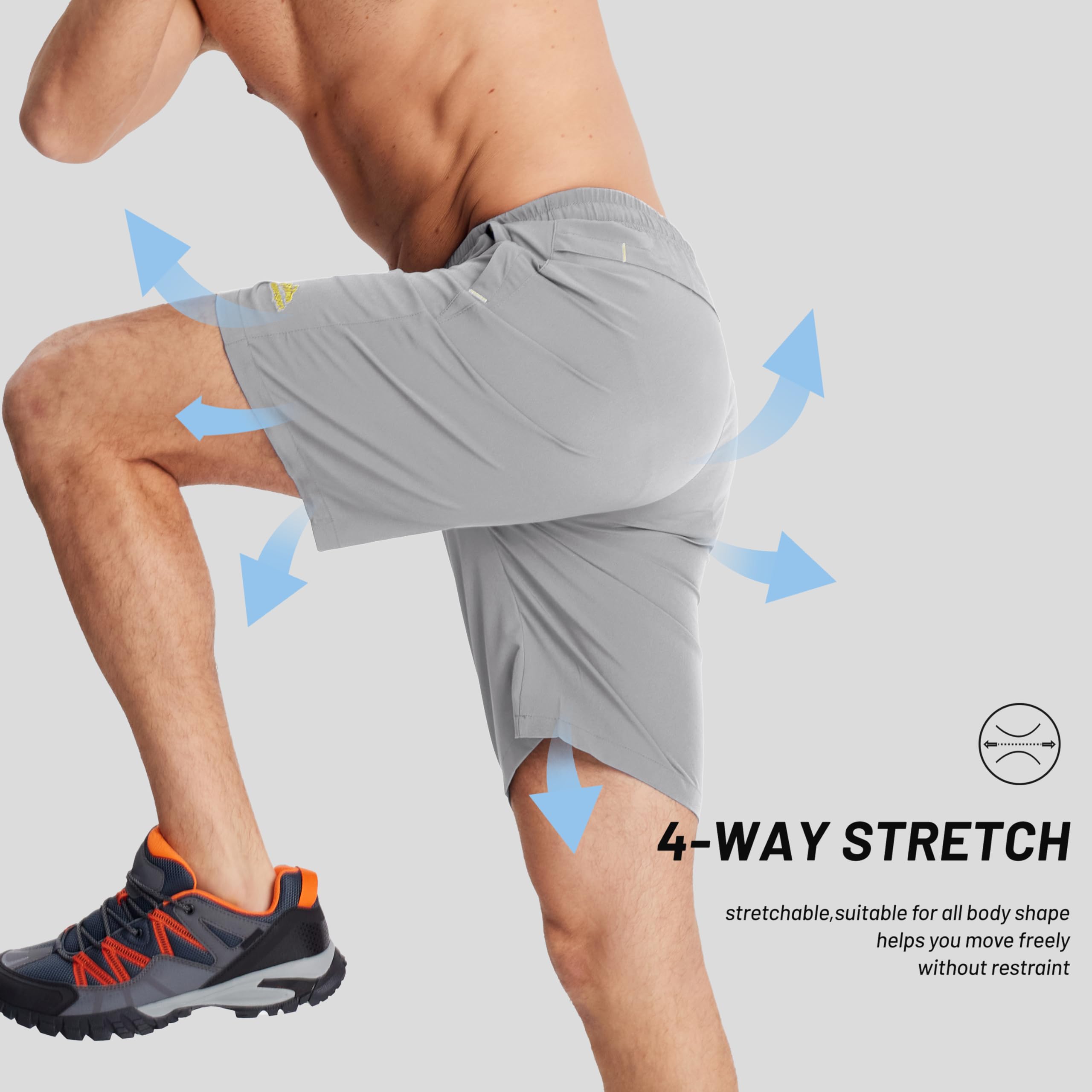 BIYLACLESEN Men's Athletic Shorts - Lightweight Quick Dry Gym Running Workout Shorts with Zip Pockets for Men | Perfect for Summer Training, Jogging & Outdoor Activities