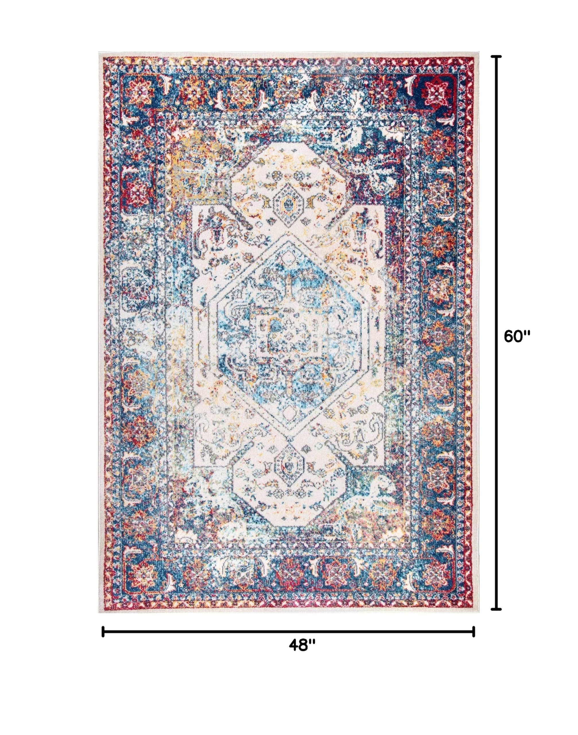 nuLOOM Katherine Medallion Blue Area Rug 4' x 5' 3