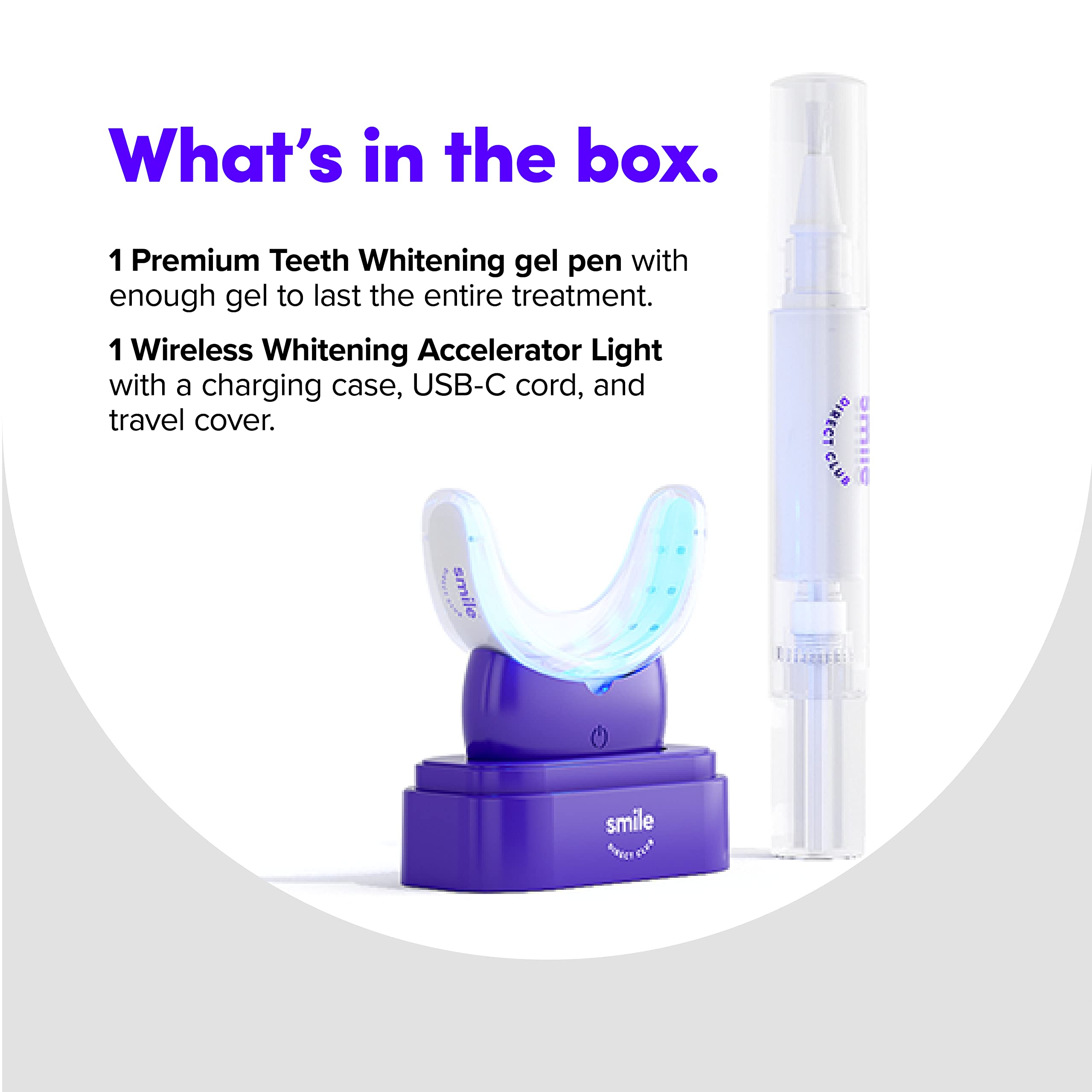SmileDirectClub Professional Teeth Whitening Kit with Wireless LED Light & 1 Gel Pen - Pain-Free, Enamel Safe, Whitens Up to 9 Shades in 1 Week - Perfect for Home Use, Travel, and Special Occasions