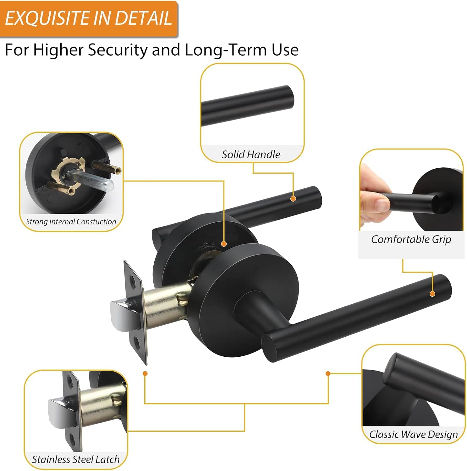 12 Pack Matte Black Passage Door Lever Set - Hall & Closet Door Handles for Hallways, Bedrooms, Laundry Rooms & Interior Doors - Durable & Stylish Hardware for Home & Office Use