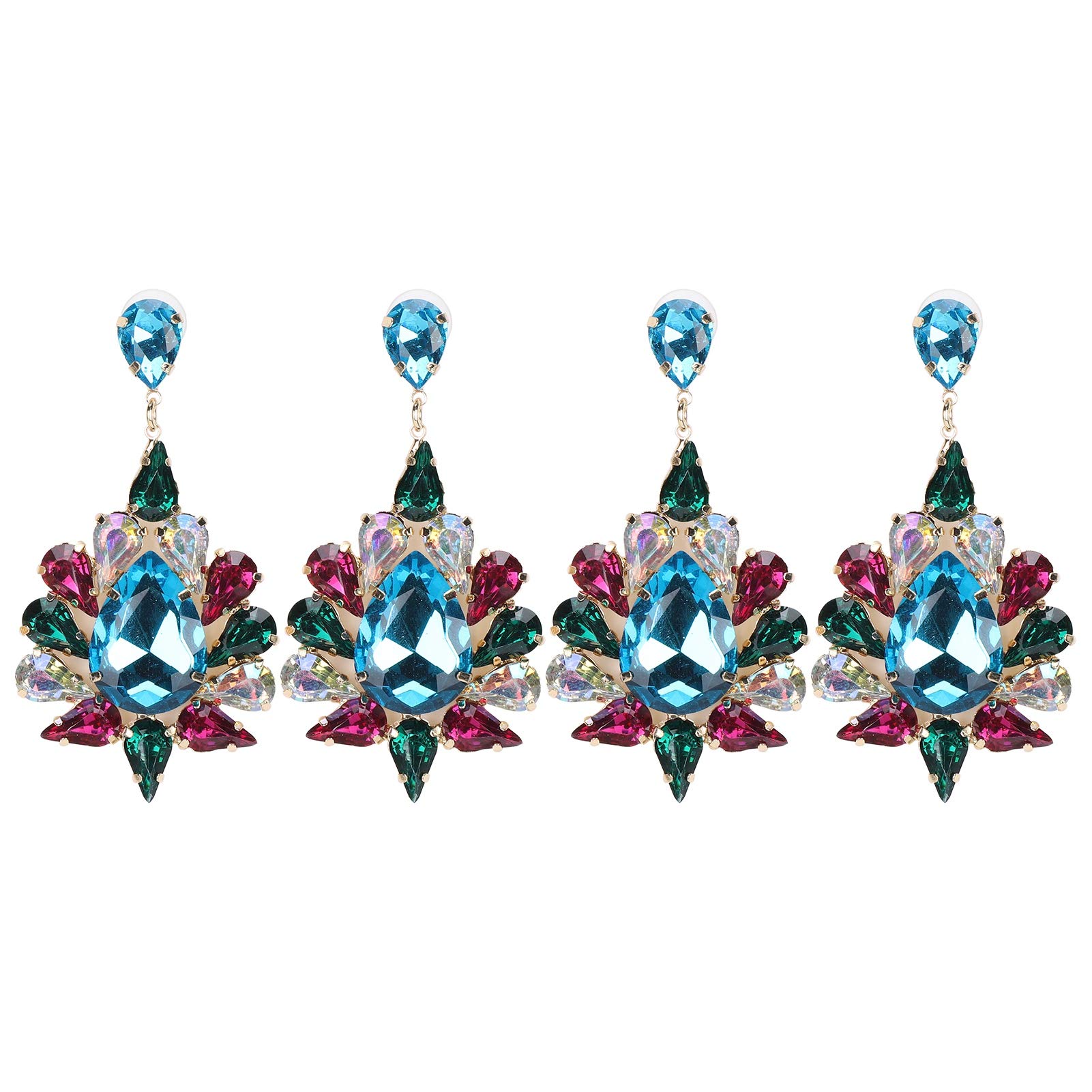FUWE Women's Geometric Drop Earrings - 2 Pairs Elegant Lake Blue Dangle Earrings for Graduation, Holiday Parties & Special Occasions | Perfect Gift for Her, Wedding Accessories, Date Night Jewelry