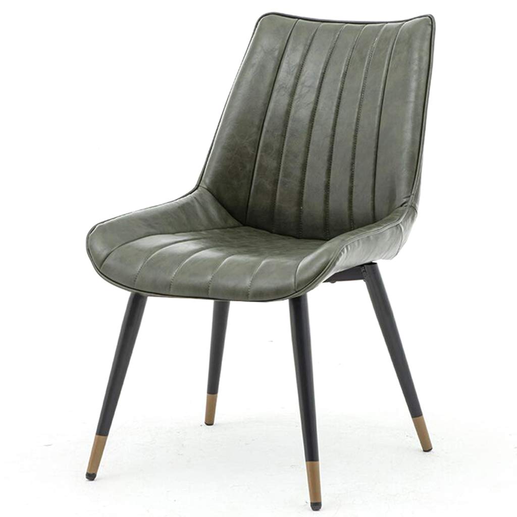 Modern Simplicity Iron Dining Chair - Nordic Style Lounge Chair with Soft Leather Upholstery & Ergonomic Arc Seat - Perfect for Kitchen, Dining Room, Restaurant and Home Office Decor