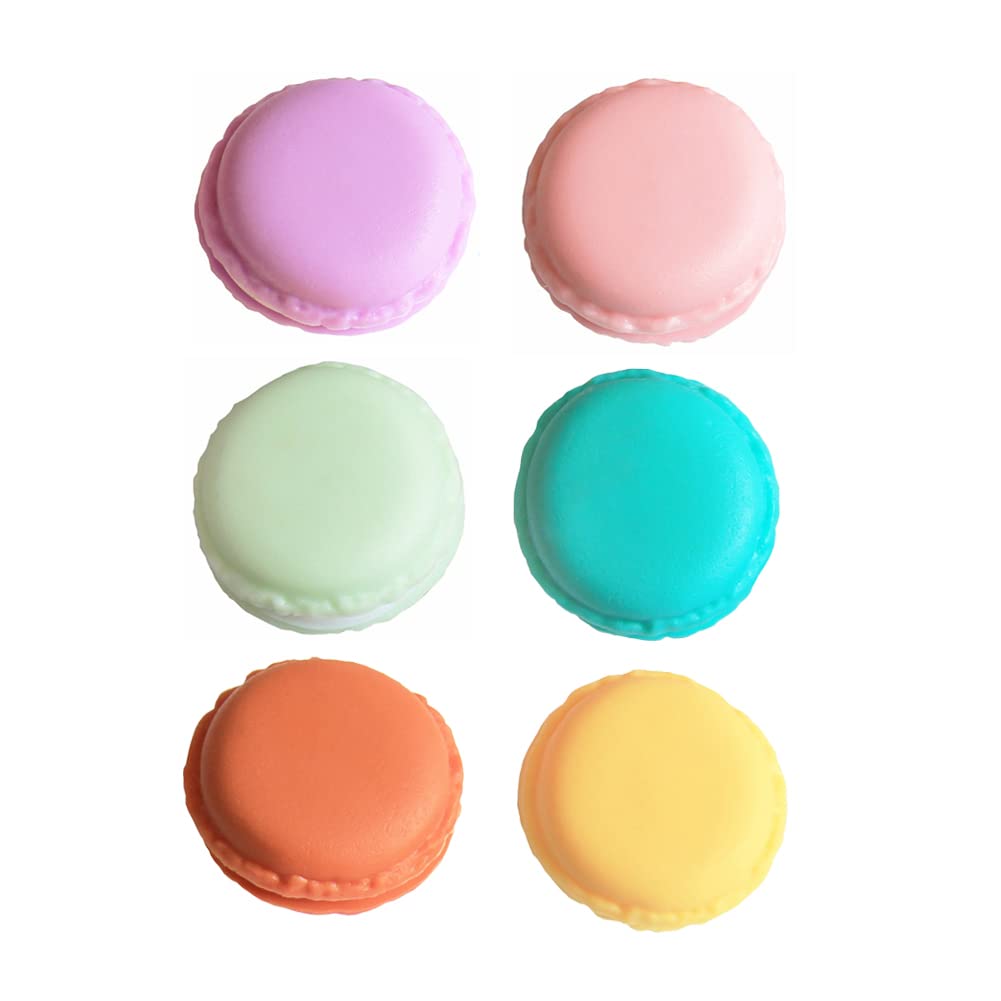 AKOAK 6-Piece Mini Macaron Candy Box Set - Jewelry Organizer for Earrings, Rings & Necklaces | Compact Storage for Headphones & SD Cards | Cute Round Pill Box for Travel & Daily Use