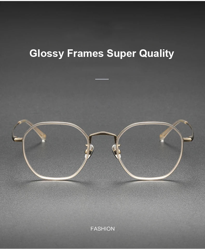 Aimee Men's Full Rim Polygon Round Titanium Acetate Eyeglasses 8502 - Lightweight & Durable Frame for Work, Reading & Everyday Use