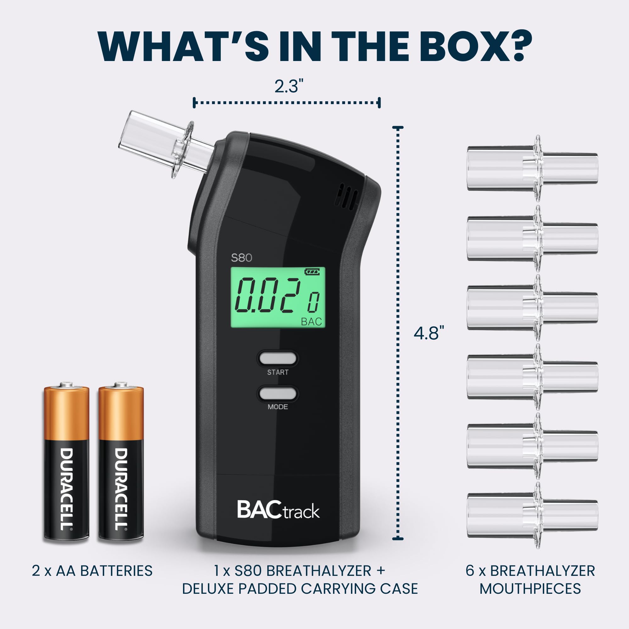 BACtrack S80 Professional Breathalyzer (2 Pack) - DOT & NHTSA Approved Alcohol Tester with FDA 510(k) Clearance | High Accuracy Portable Breath Alcohol Detector for Personal, Workplace & Law Enforcement Use | Ideal for Home Safety Checks, Office Testing & DUI Prevention