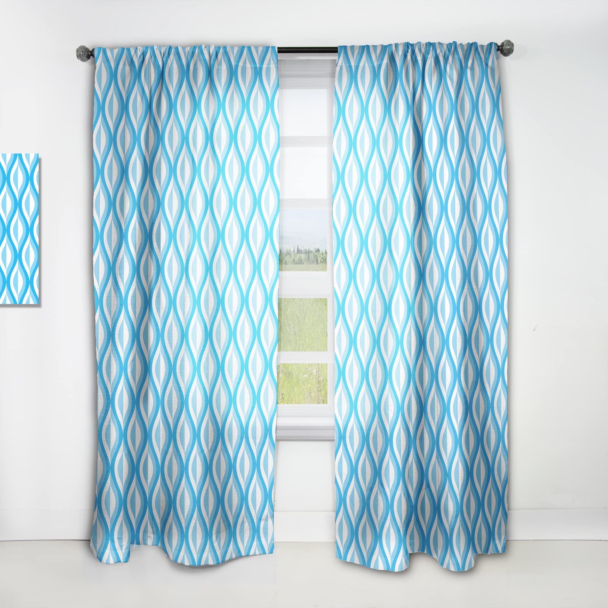 DesignQ Retro Abstract Pattern Thermal Insulated Curtains - Single Panel 52x108 Inch - Bedroom & Living Room Window Drapes for Home Decor, Blackout & Energy Saving