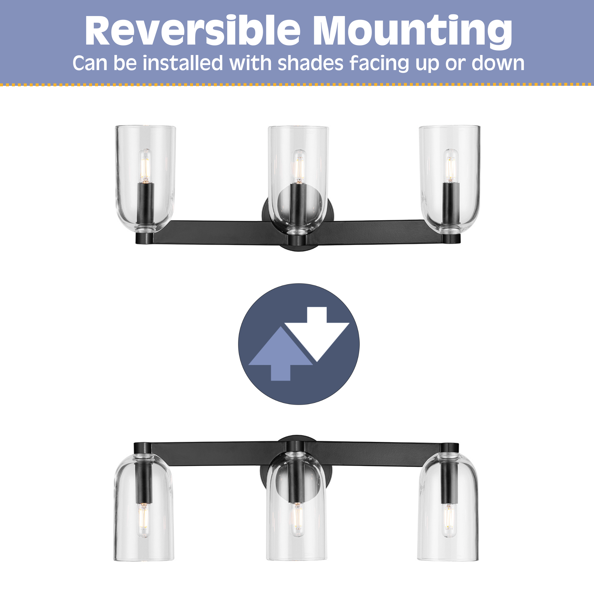 3-Light Hansley Vanity Light Fixture in Matte Black with Clear Glass Shades - Perfect for Bathroom, Bedroom, and Dressing Room Lighting