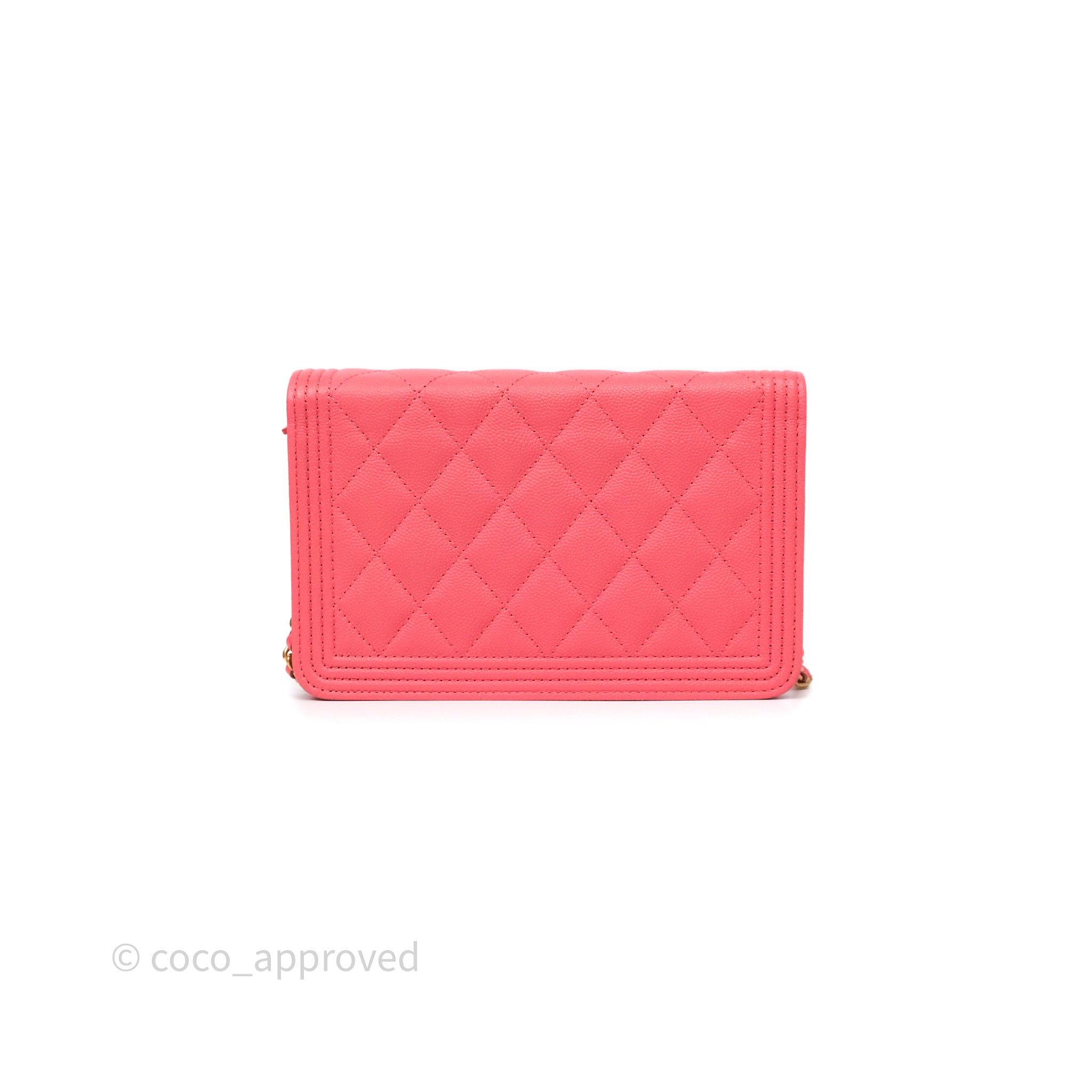 Chanel Boy Wallet on Chain WOC Quilted Dark Pink Caviar Leather with Aged Gold Hardware - Perfect for Evening Events & Luxury Fashion Accessories