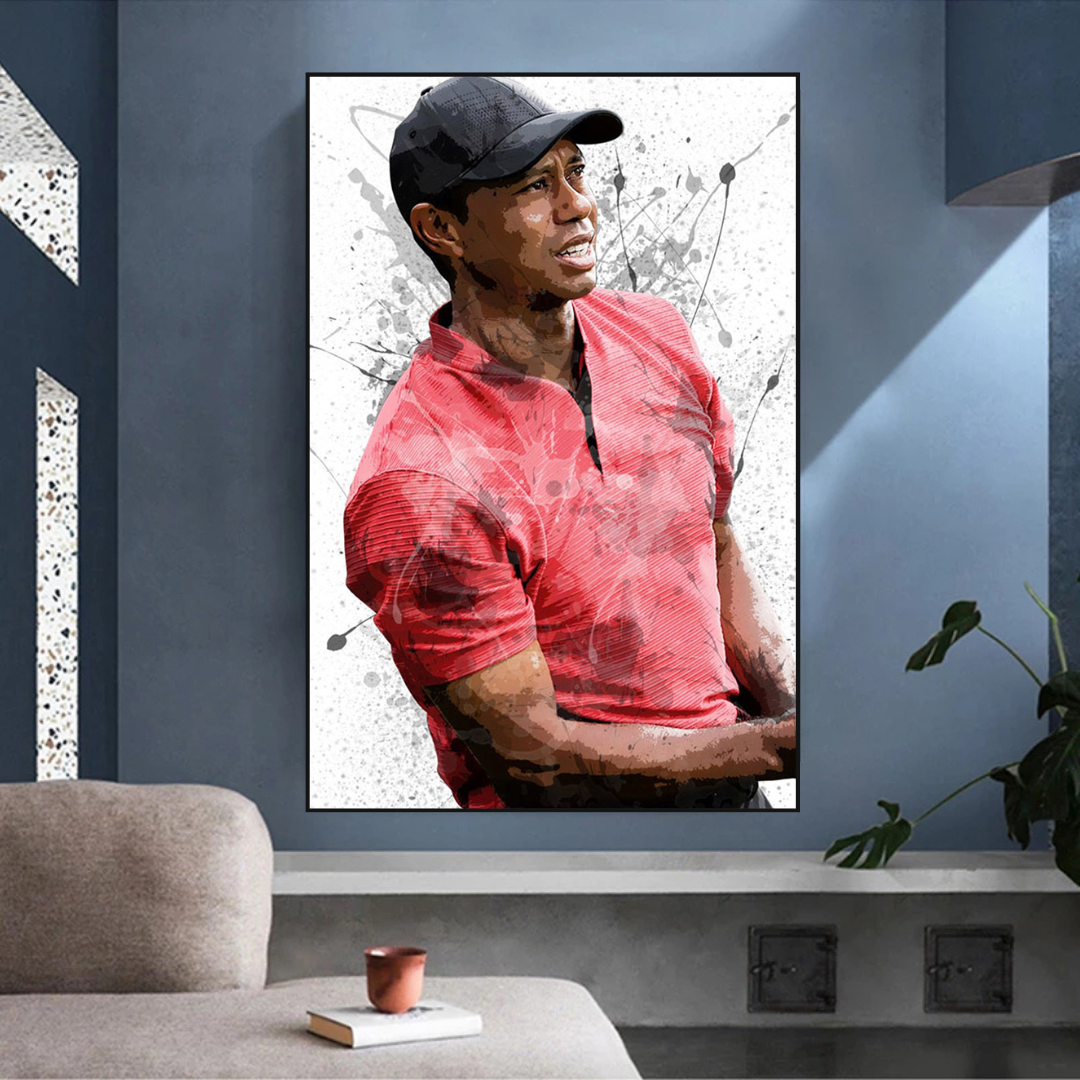 Tiger Woods Canvas Wall Art - Premium Sports Decor for Golf Fans - Perfect for Home, Office, or Man Cave Decorations