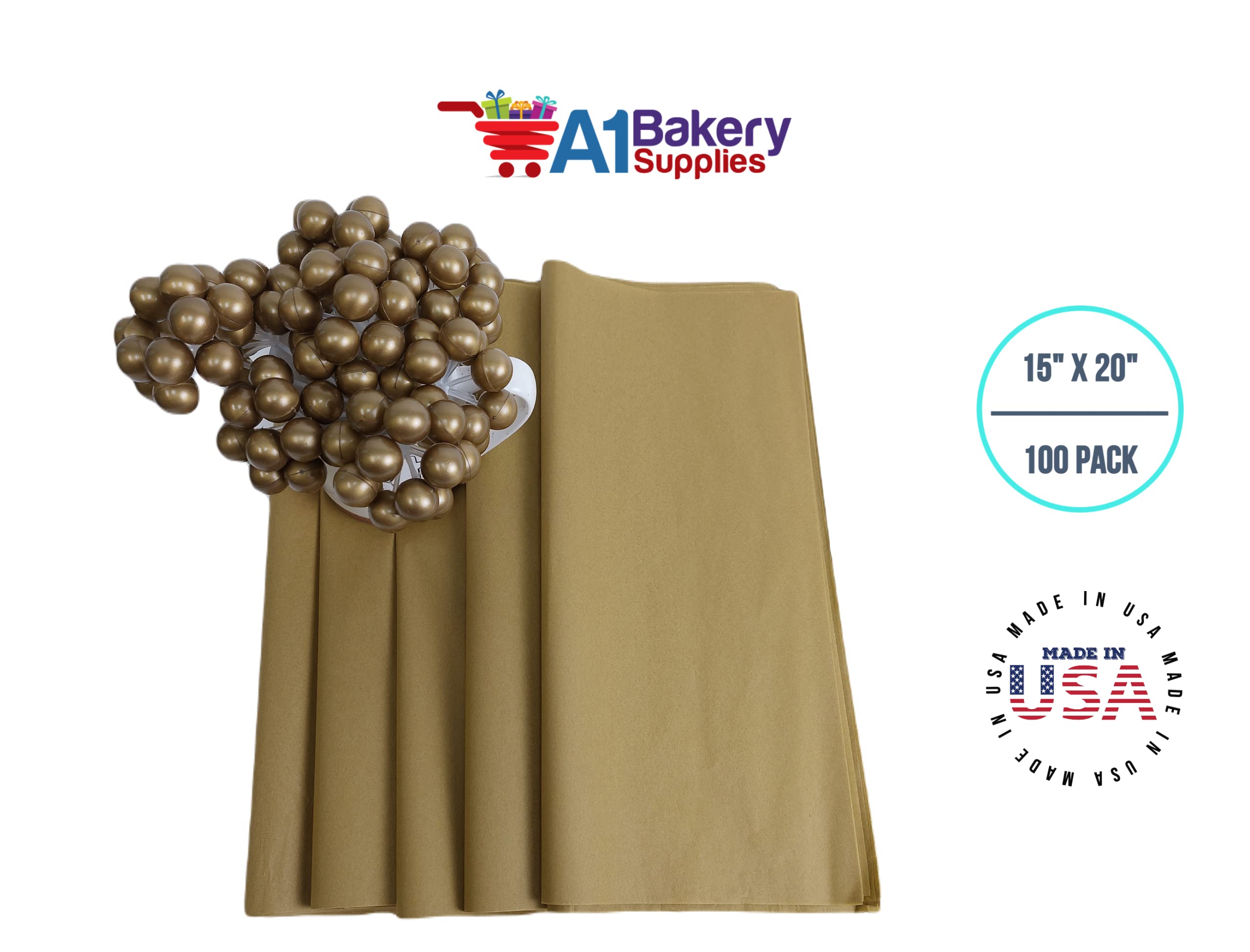 Premium Antique Gold Tissue Paper 15x20 Inches - 100 Sheets for Gift Wrapping, Party Decor & Craft Projects