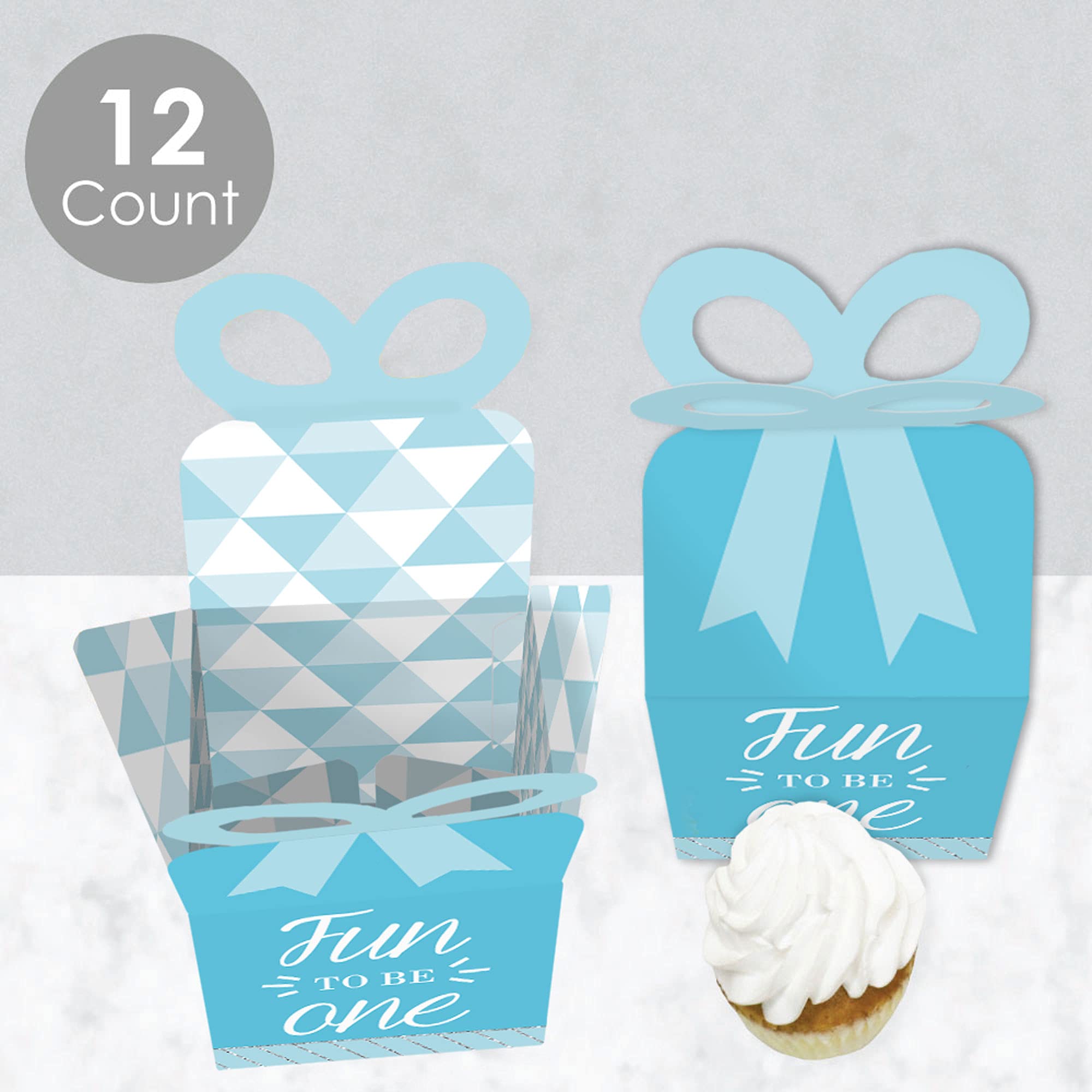 1st Birthday Boy Gift Box Set of 12 - Fun Square Party Favors for Baby Celebration