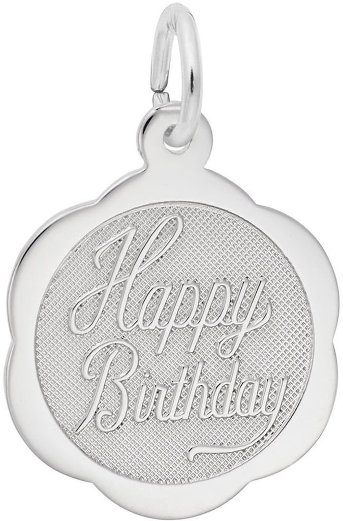 Rembrandt Elegant Happy Birthday Charm - 14K White Gold Jewelry Gift for Women - Perfect for Birthday Celebrations, Anniversaries & Special Occasions