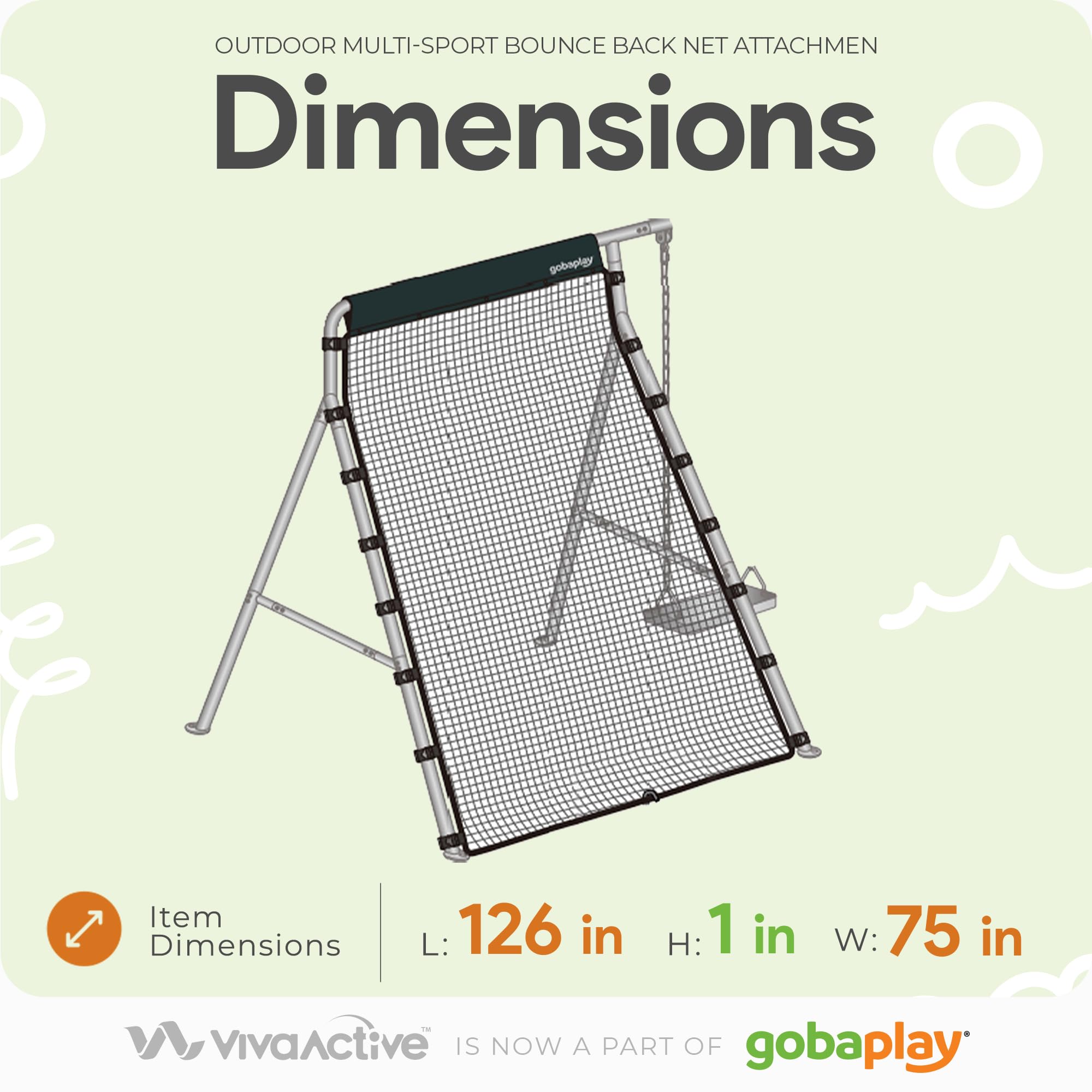 OmniSport 126” x 75” Rebounder Net for Swing Sets - Durable Baseball & Softball Rebound Trainer (Swingset Not Included) - Perfect for Backyard Practice, Training Drills & Batting Cage Sessions