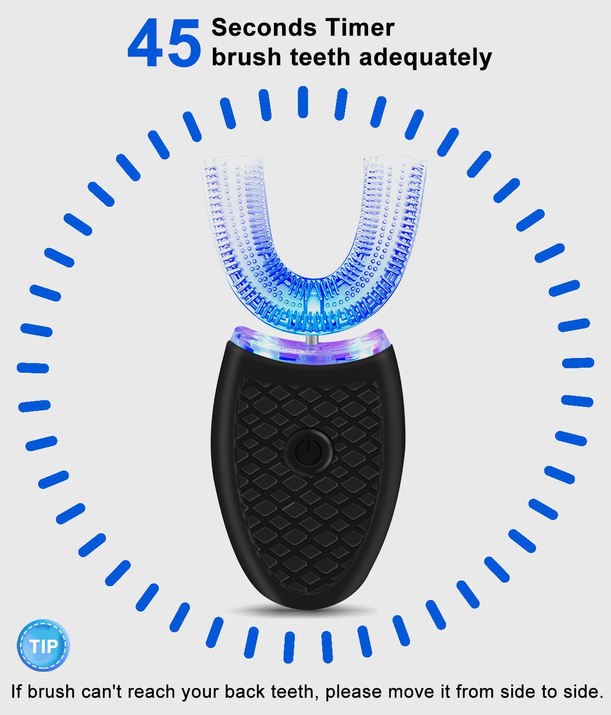 Ultrasonic Electric Toothbrush for Adults - U-Shaped Automatic Toothbrush with 360° Whole Mouth Cleaning, Teeth Whitening, Hands-Free & Rechargeable, IPX7 Waterproof - Perfect for Travel, Home & Office Use