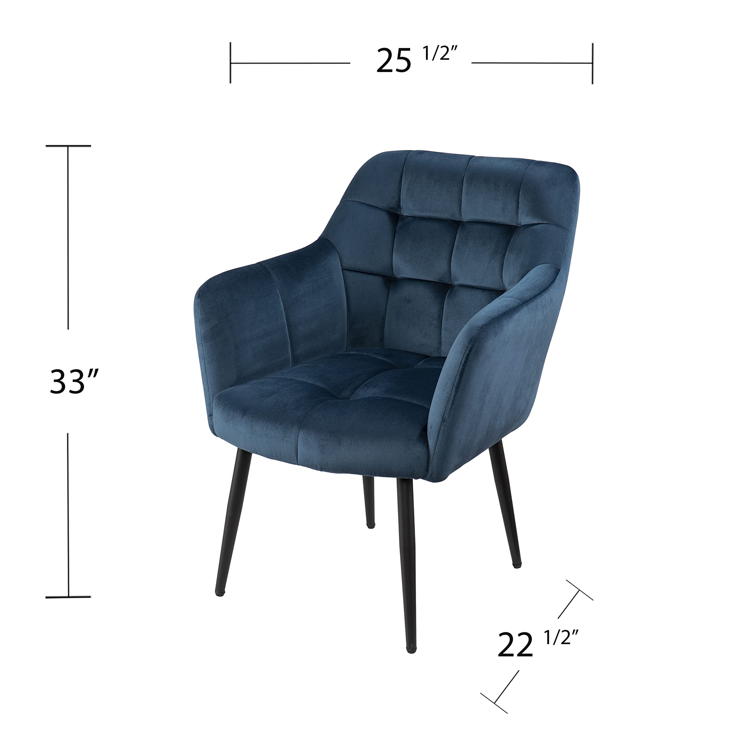 SEI Furniture Trevilly Upholstered Accent Chair - Modern Blue Velvet Living Room Chair for Home Decor, Lounge & Reading Nook