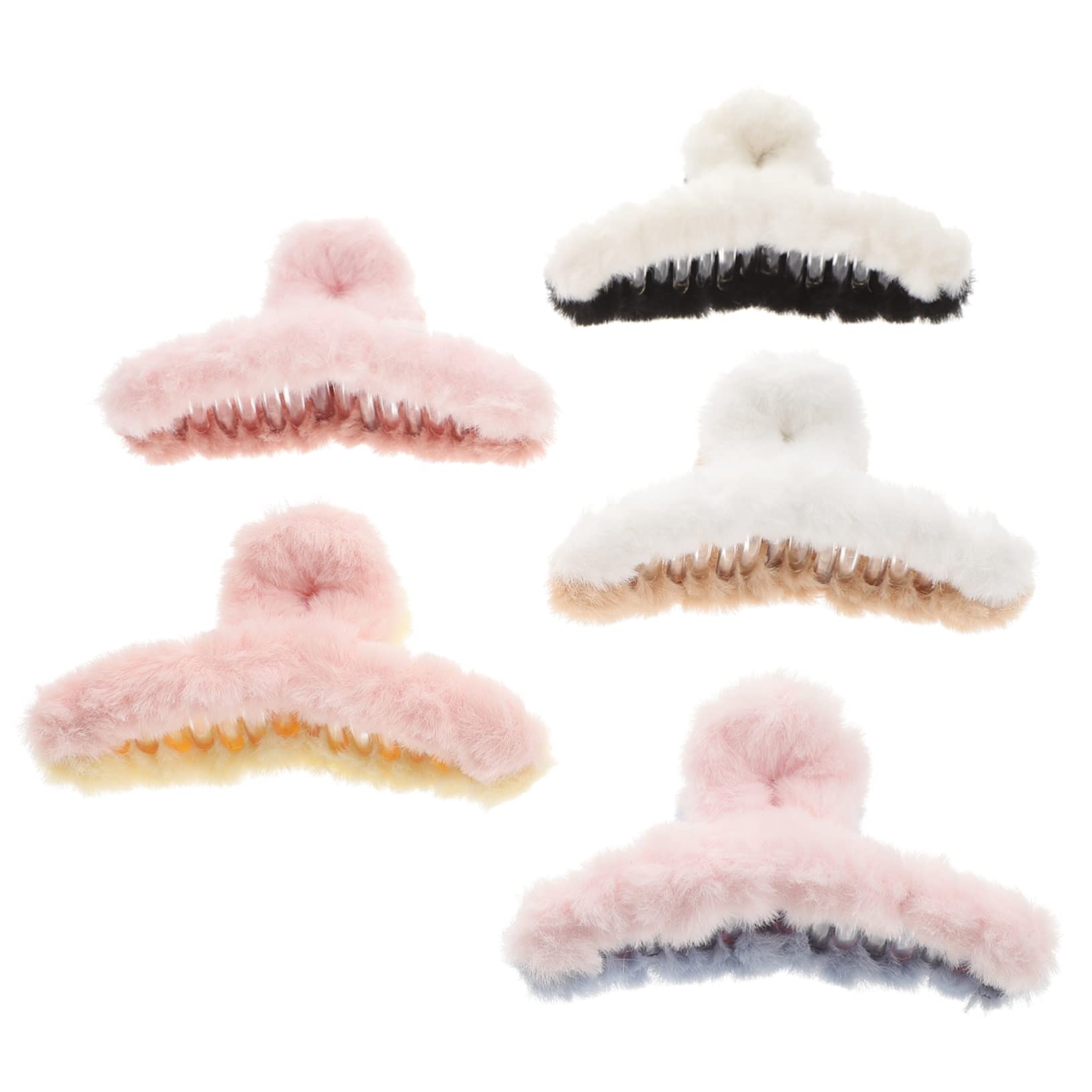 FOMIYES 5-Pack Fluffy Hair Claw Clips for Women & Girls - Medium Size Hair Barrettes for Thick Hair, Soft Fuzzy Hair Clips in Black - Perfect for School, Work, Parties and Everyday Hairstyles