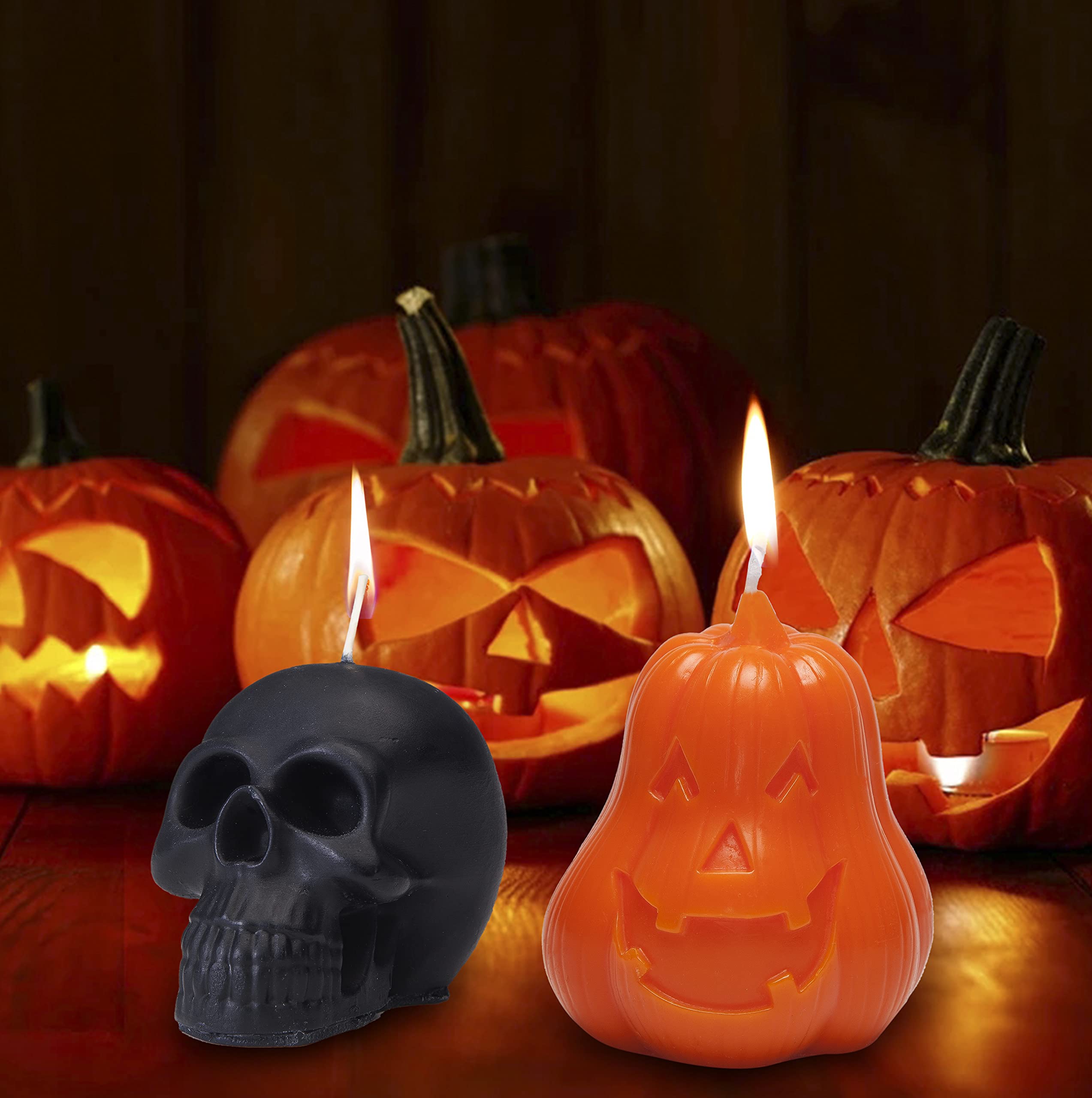 Halloween Scented Soy Wax Candles - Set of 2 Pumpkin Spice & Ghost Candles for Home Decor | Fall Seasonal Decor, Pumpkin Carving Parties, Spooky Table Centerpieces