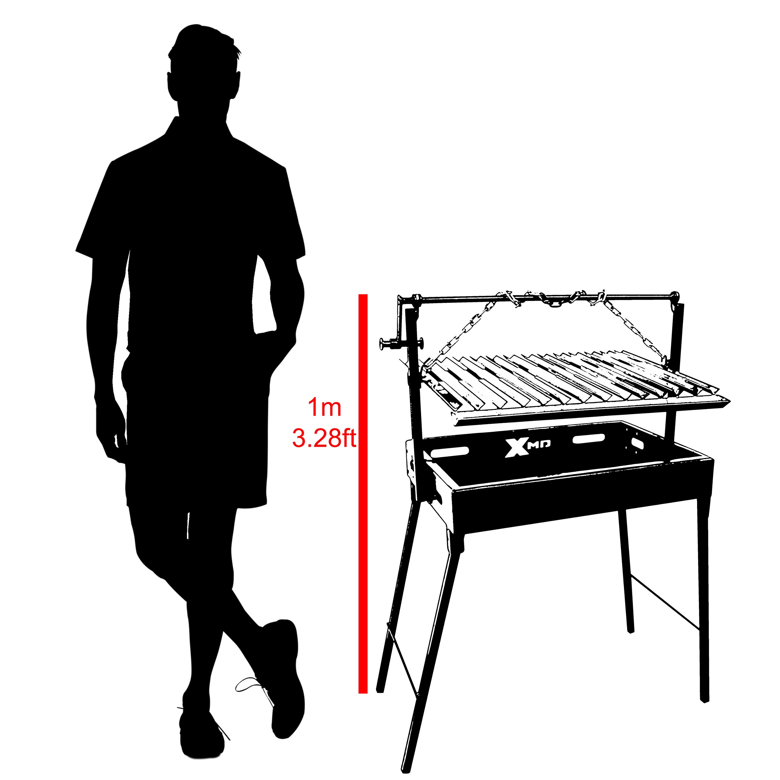 Portable Argentine Style Charcoal Grill - Compact & Lightweight for Camping, Picnics, Backyard BBQs & Outdoor Cooking