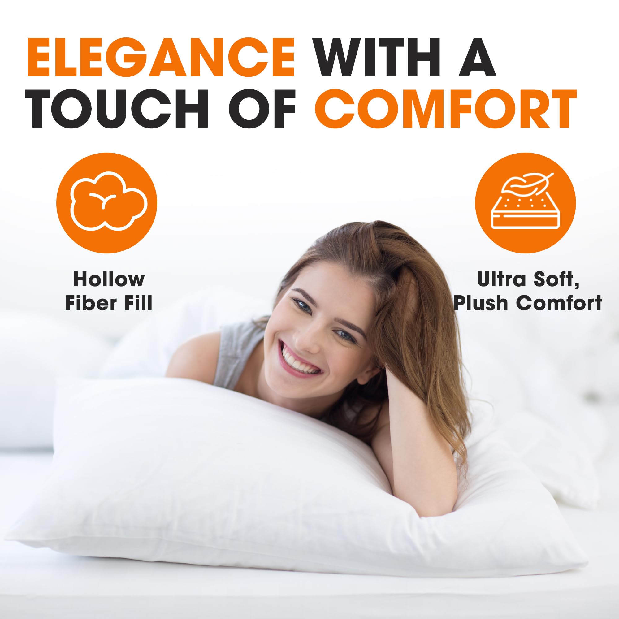 Premium Down Alternative Bed Pillows Set of 4 - Hotel Quality Standard Size Soft Pillows for Side, Back & Stomach Sleepers | Breathable & Hypoallergenic for Restful Sleep | Perfect for Guest Rooms, Master Bedroom & Airbnb