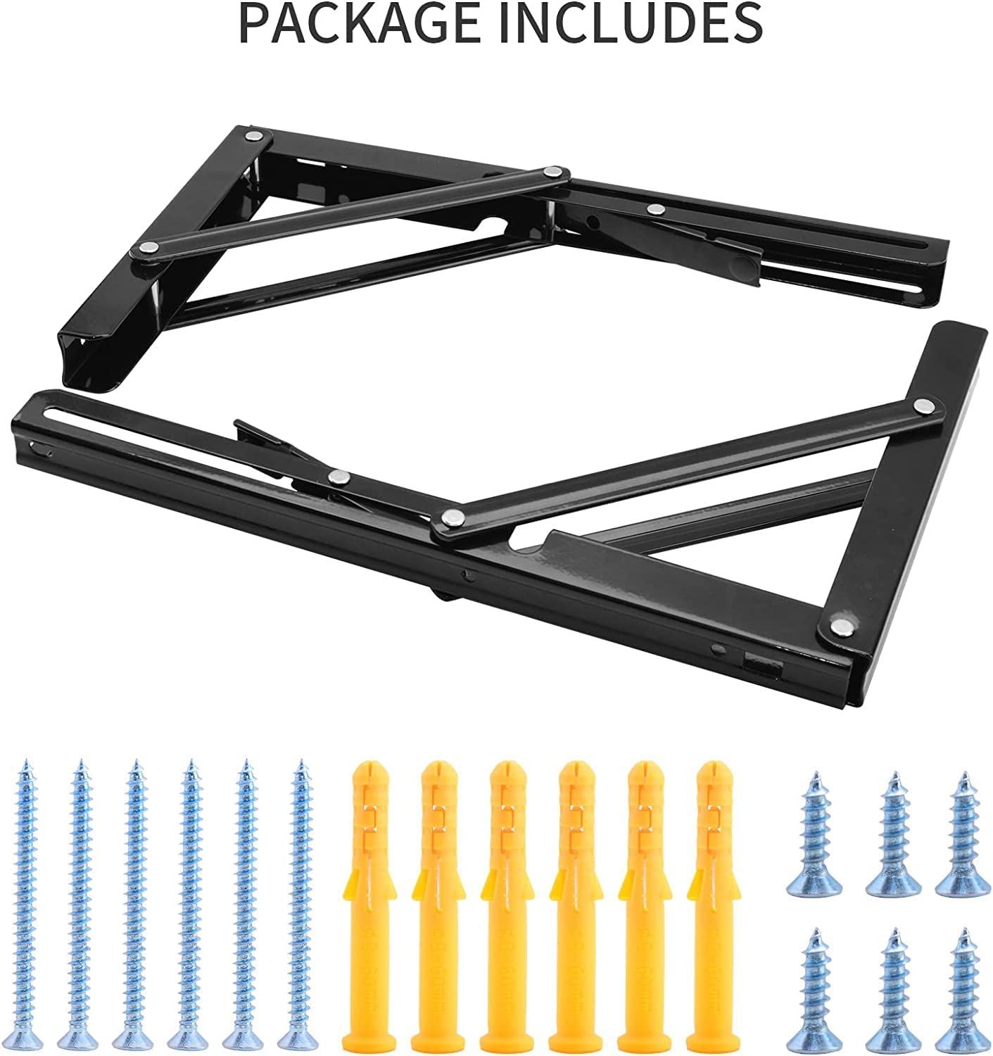 LIMBANI BROTHERS 20 Inch Heavy Duty Folding Shelf Brackets - 330lb Max Load Collapsible L Bracket for Workbench, DIY Folding Table Hinge - Pack of 2 Black Metal Brackets - Perfect for Garage Shelving, Wall Mounted Desks & Space-Saving Storage Solutions