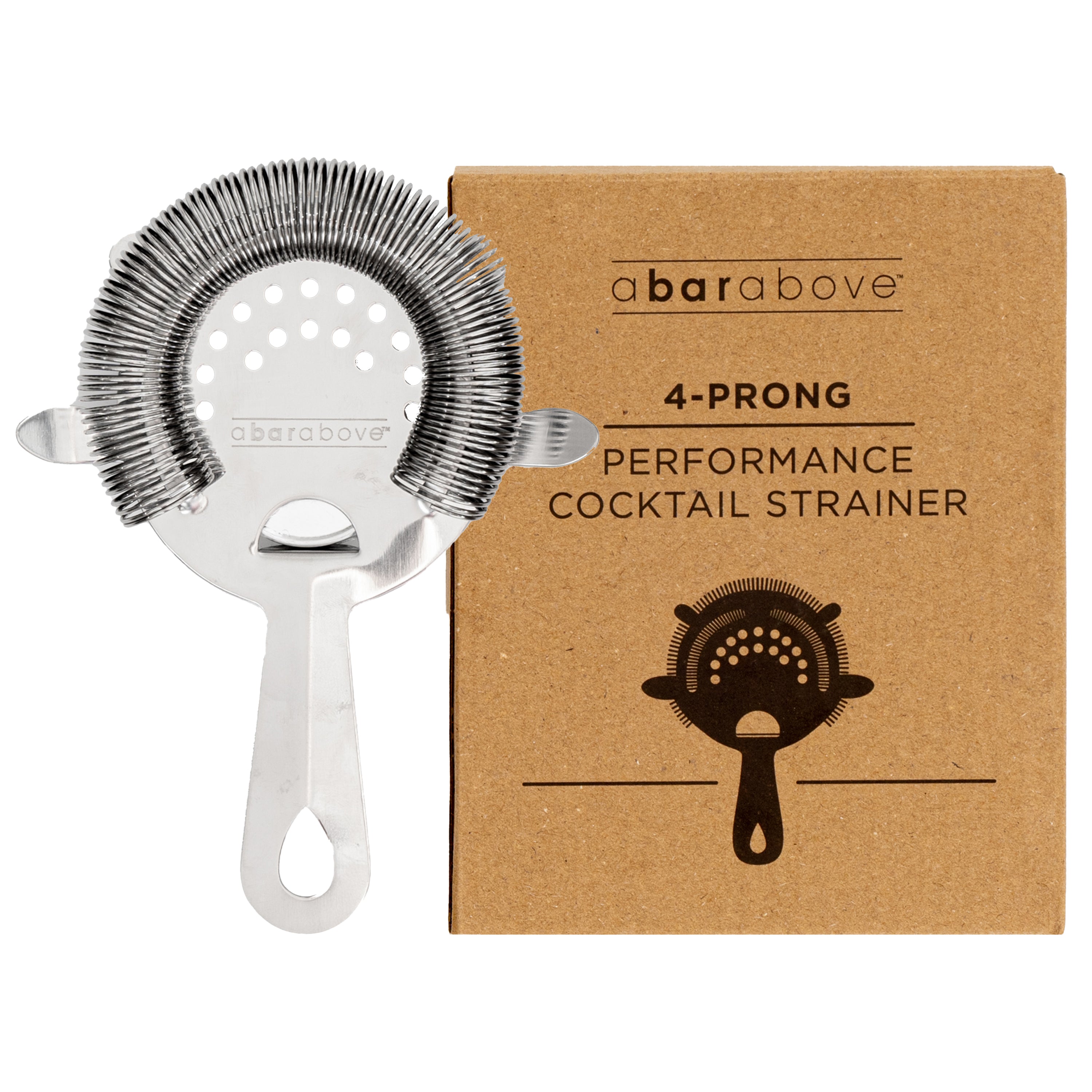 Premium 4-Prong Hawthorne Cocktail Strainer - Stainless Steel Bar Tool for Mixing & Straining Drinks - Perfect for Home Bars & Professional Bartenders