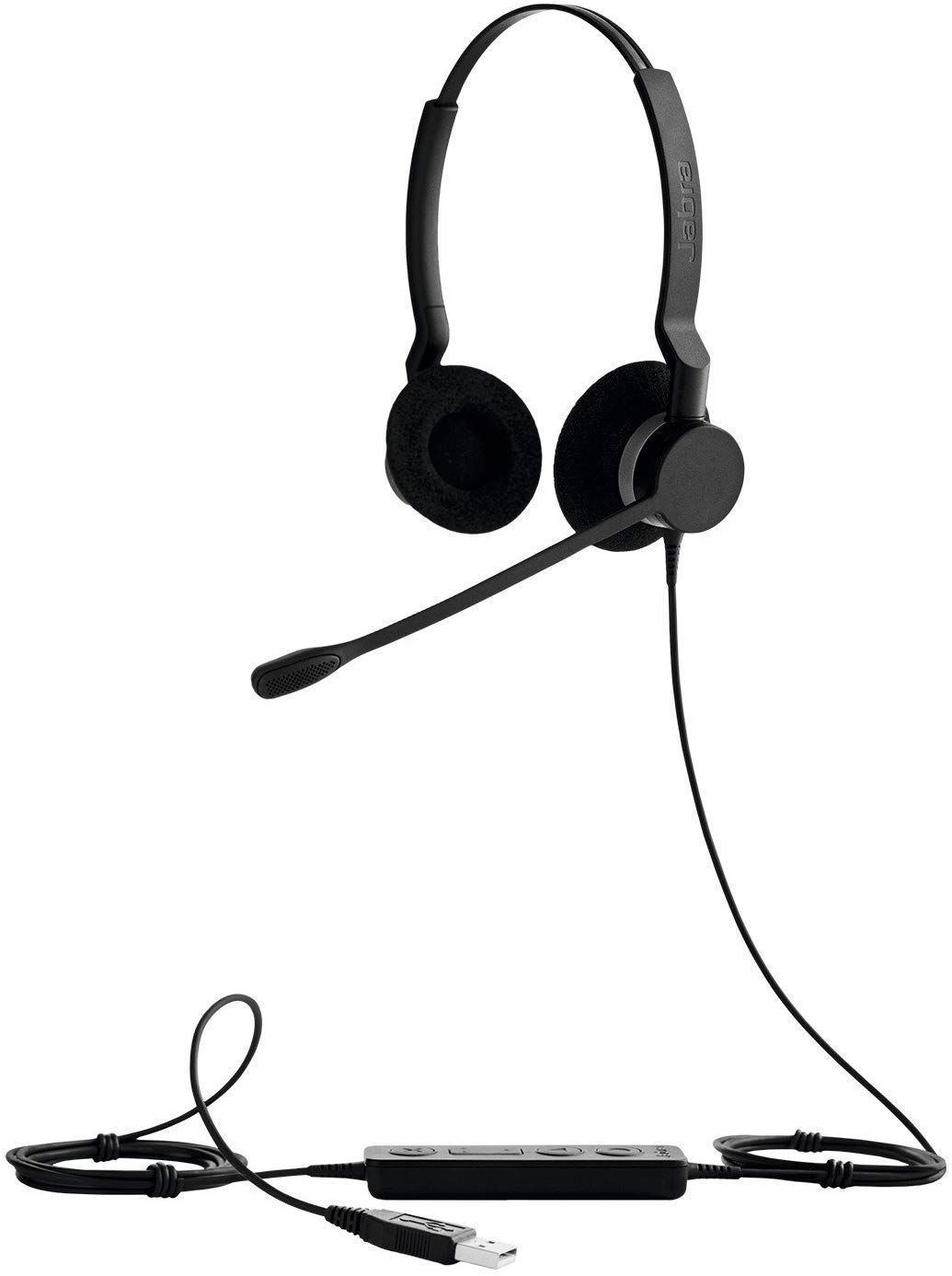 Jabra Biz 2300 USB UC Duo Wired On-Ear Headset - Noise Cancelling Office Headphones for Call Centers, Remote Work & Business Communications (Black)