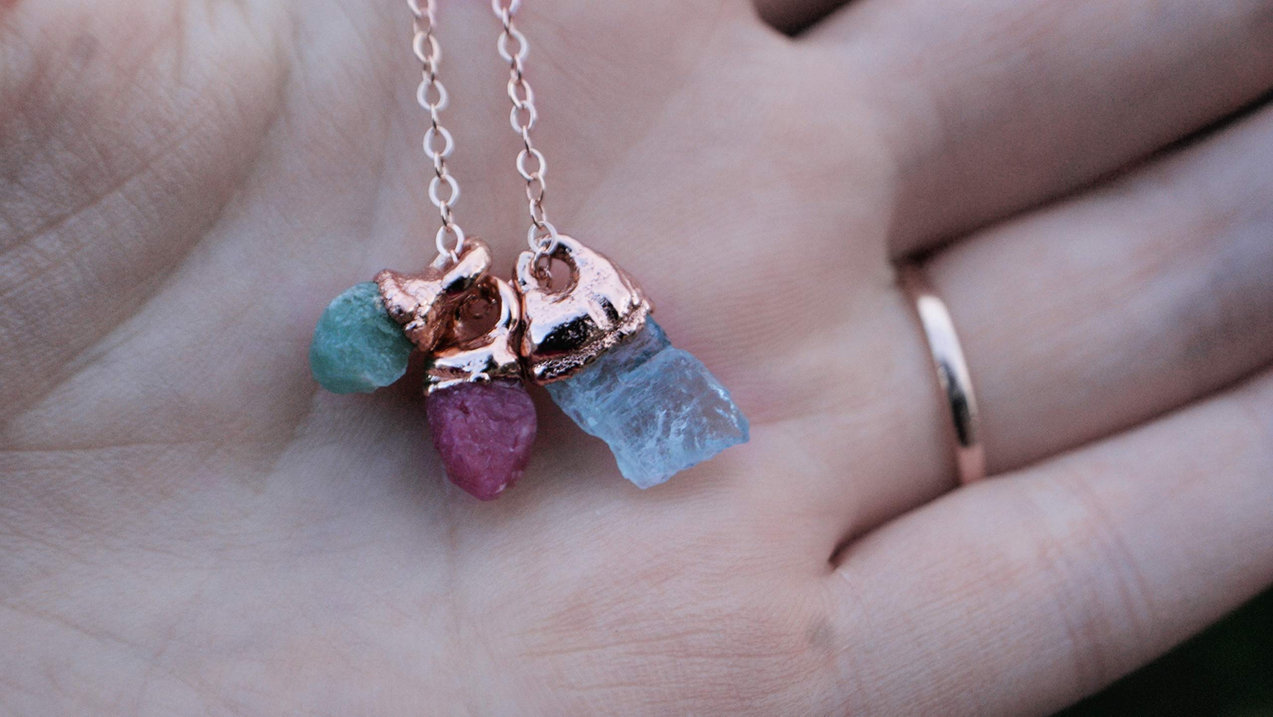 Personalized Raw Crystal Birthstone Necklace - Custom Electroformed Jewelry for Women, Mom, Wife - Unique Birthday, Anniversary & Mother's Day Gift - Perfect for Everyday Wear & Special Occasions