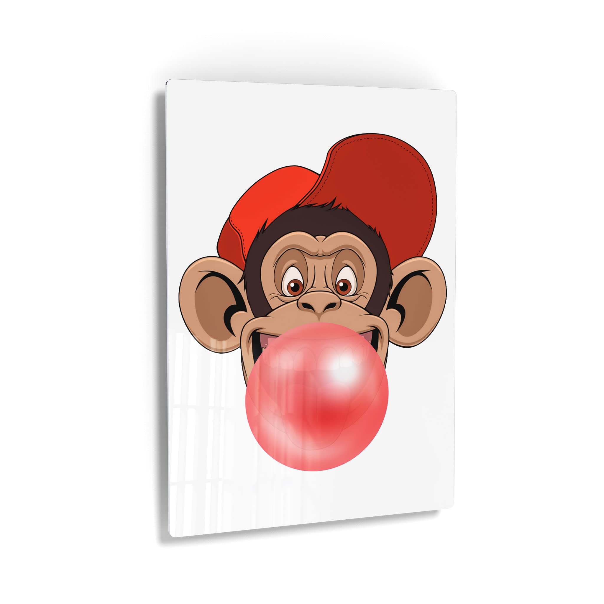 Funny Gorilla with Cap Bubble Gum Pop Art Metal Print - Animal Wall Decor for Living Room, Kids Room & Nursery - Ready to Hang 40x30 Inches - Made in USA | Perfect for Home Decor, Birthday Gifts & Office Art