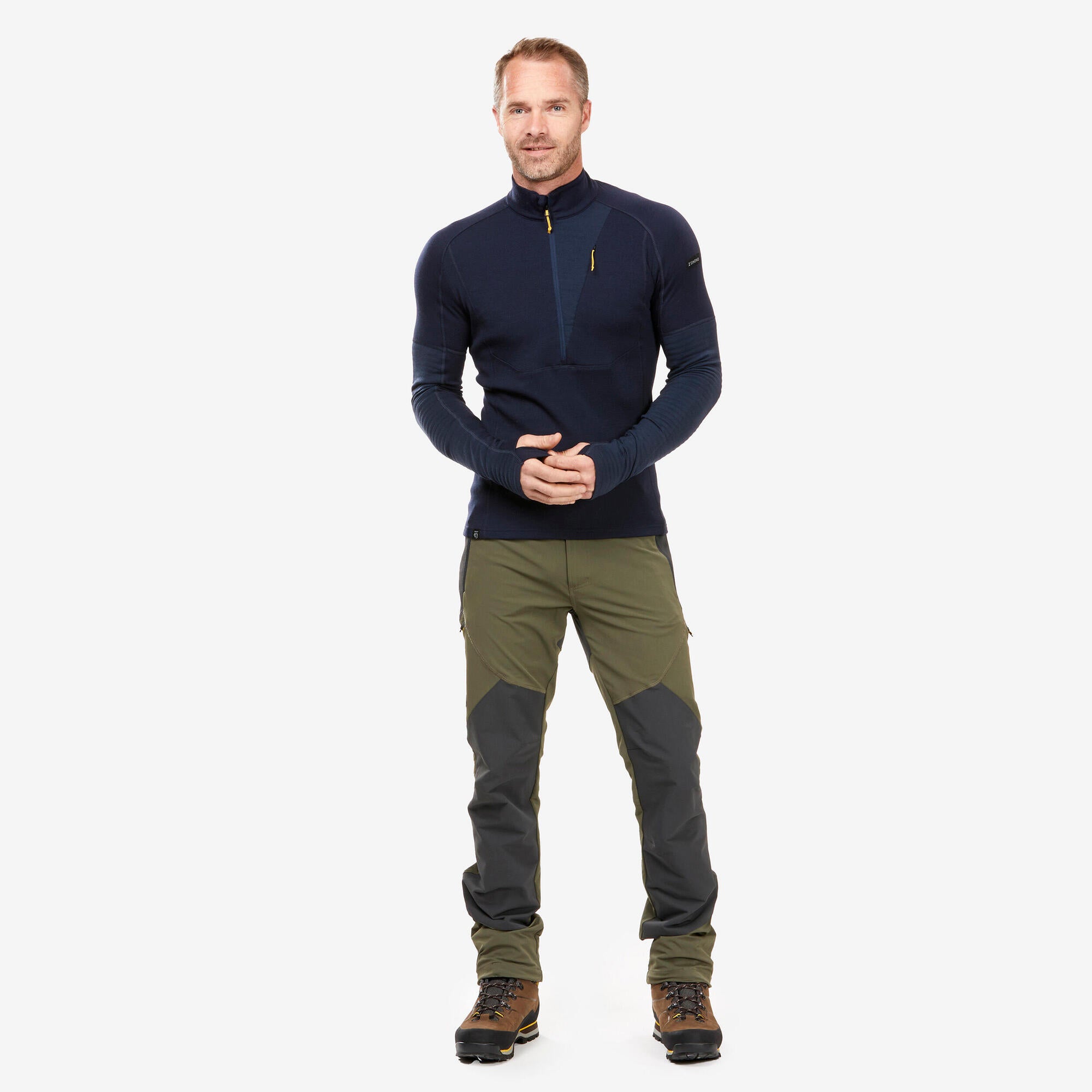 Simond Men's Merino Wool Long Sleeve Hiking Shirt - Lightweight & Odor Resistant Base Layer for Backpacking, Camping & Outdoor Adventures
