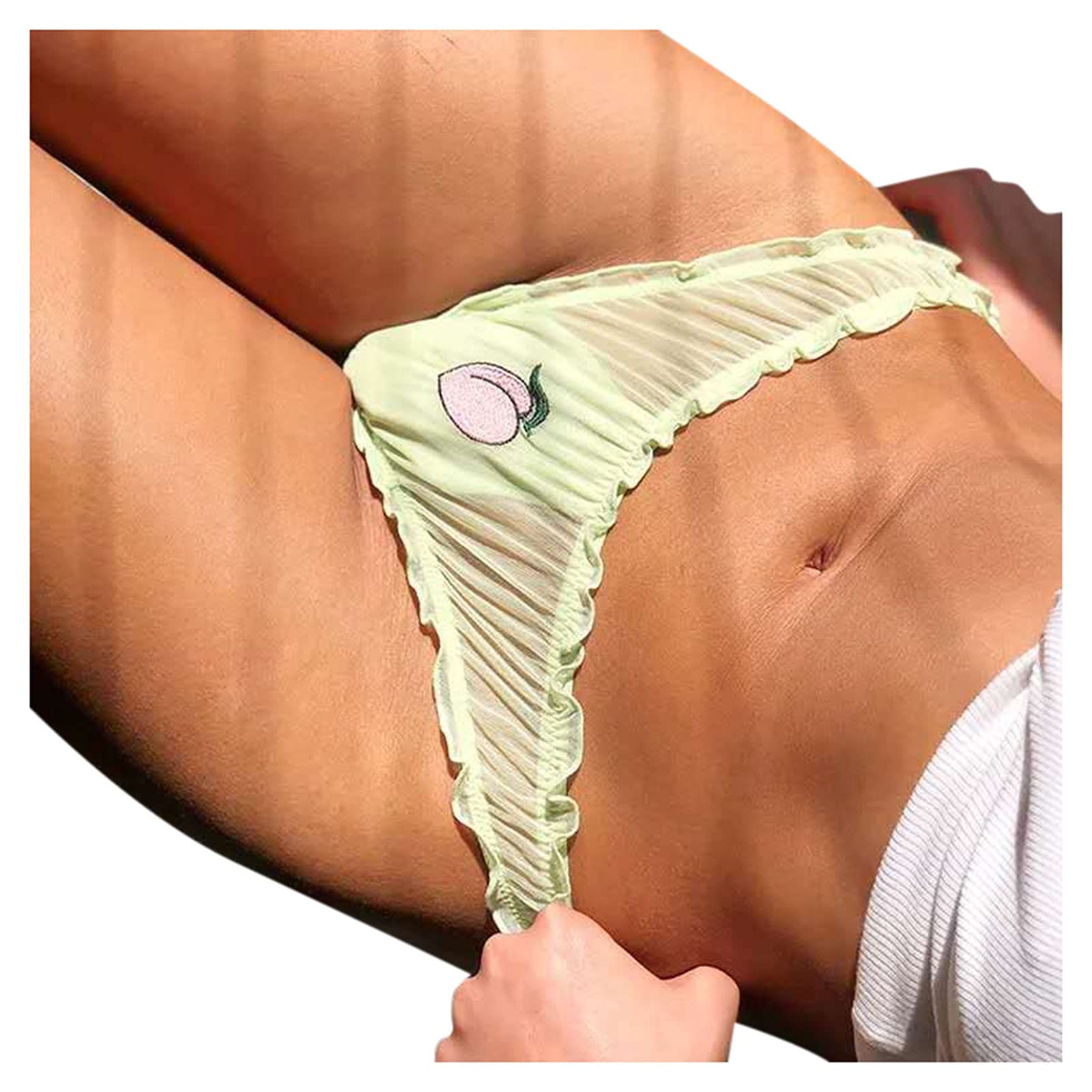 Sexy Women's Lace Bikini Briefs - Hollow Out Crochet Panties with Lace-Up Design - Comfortable & Breathable Underwear for Daily Wear & Special Occasions (Green, Size S)