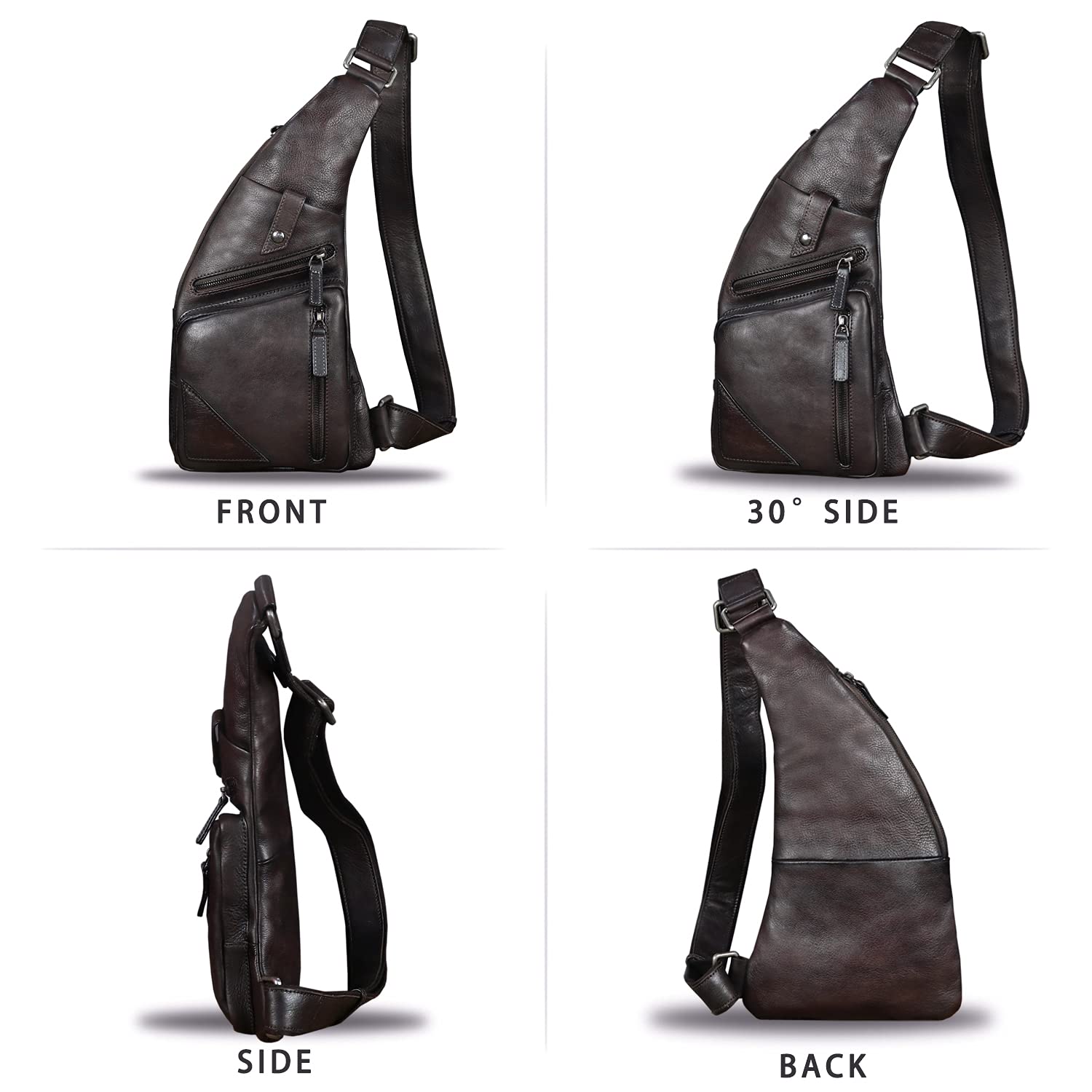**Genuine Leather Sling Bag for Men - Vintage Handmade Crossbody Daypack, Hiking Backpack, Retro Shoulder Bag (Brown) - Perfect for Travel, Hiking & Daily Commute**