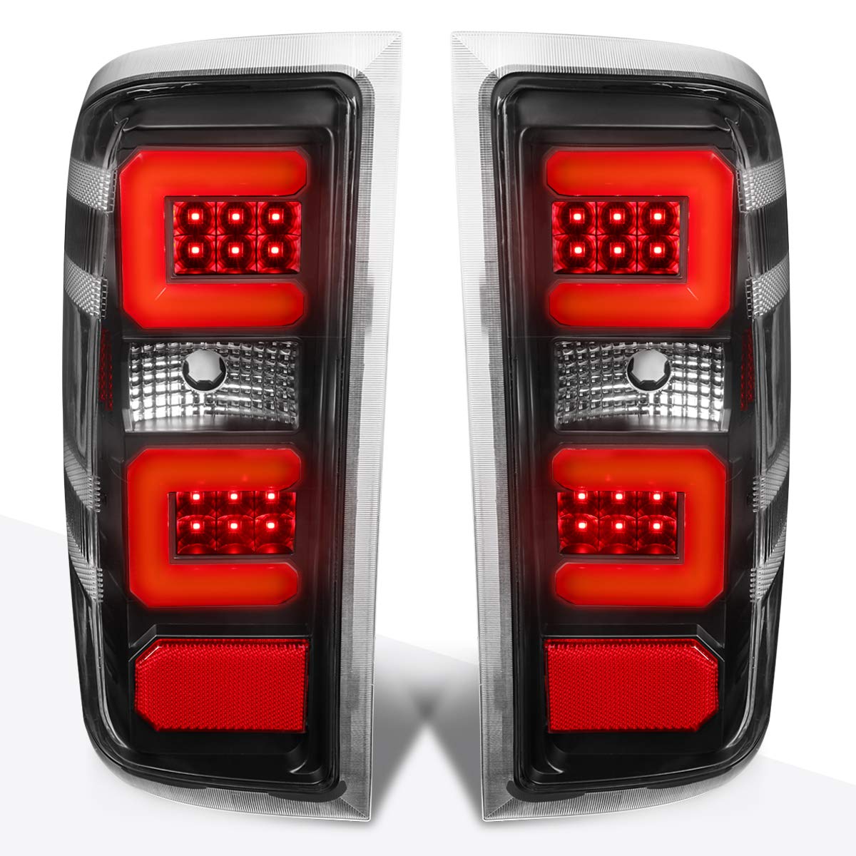 PM PERFORMOTOR 3D LED Tail Lights Brake Lamps Assembly for 2014-2019 Chevy Silverado & GMC Sierra - Black Housing with Clear Lens - Enhanced Visibility & Style for Night Driving & Custom Truck Upgrades