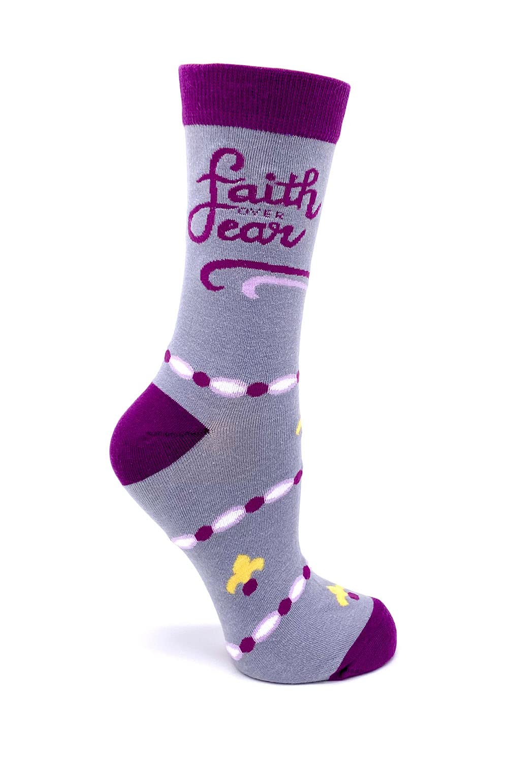 Faith Over Fear Inspirational Women's Crew Socks - Motivational Novelty Socks for Women - Perfect for Workouts, Church, and Daily Encouragement