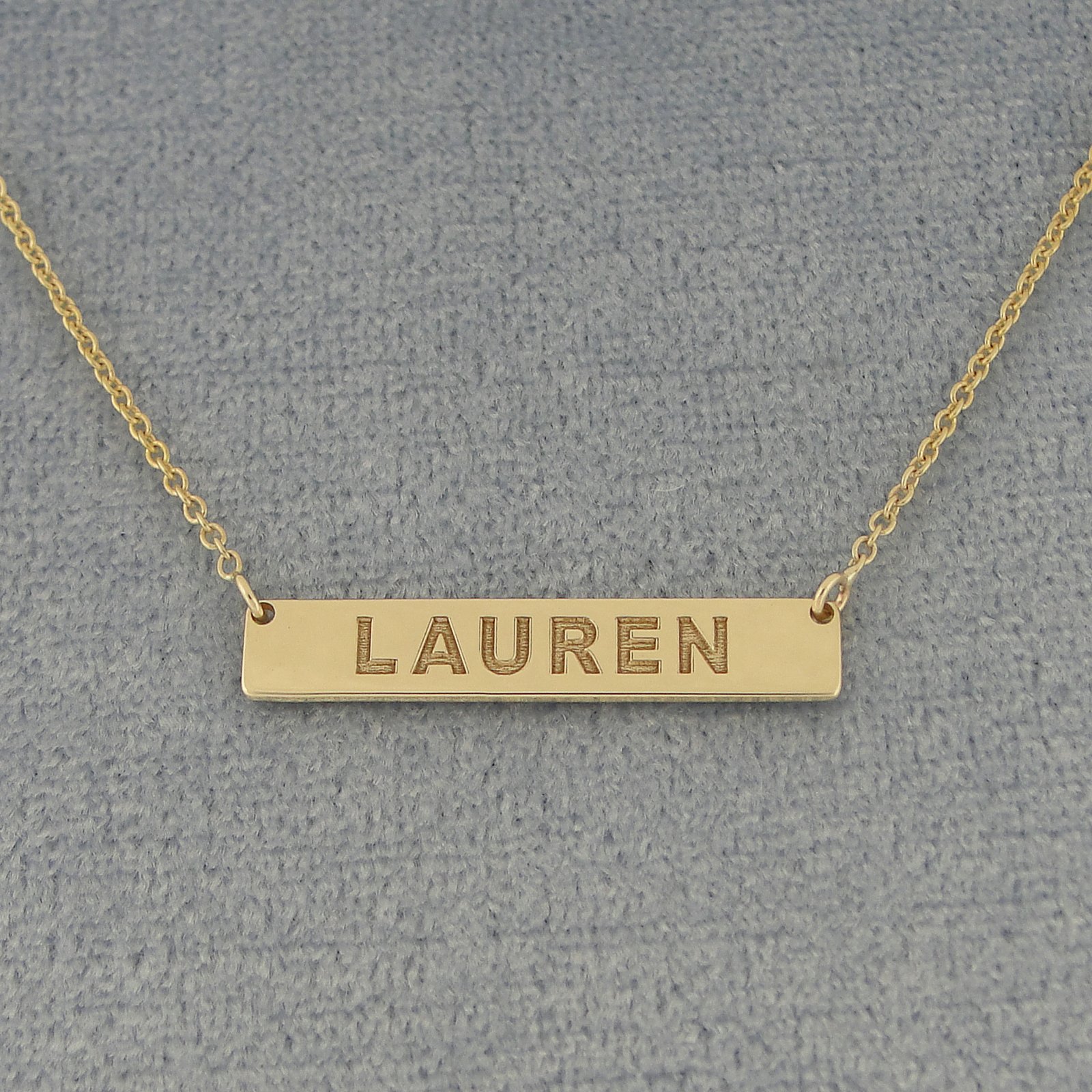1 Inch Small Tiny Horizontal Bar Necklace - Solid 14K Yellow or White Gold - Deep Laser Engraved Custom Name - Perfect for Gifts, Anniversaries, and Everyday Elegance