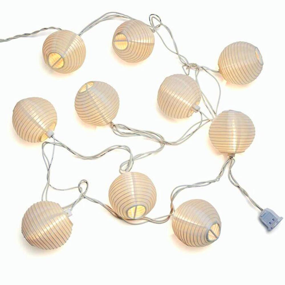SUNSGNE 8.5Ft White Oriental Lantern String Lights - 10 Mini LED Plug-in Decorative Lights for Indoor Outdoor Patio, Wedding, Bedroom, Bistro & Garden Party Decor | Perfect for Asian-Themed Events, Backyard Gatherings & Cozy Home Ambiance