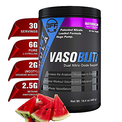 BUILD FAST FORMULA Vaso Blitz Watermelon 465g - Pre Workout Supplement for Energy & Focus - Perfect for Gym, Bodybuilding & Fitness Training